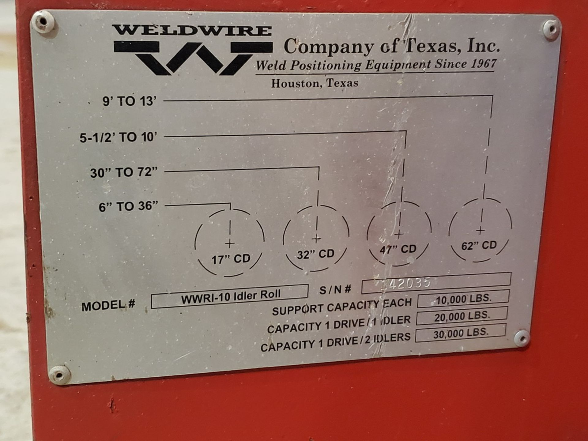 Weldwire WWRI-10 Turning Rolls 10K Cap., 110V (Building D) - Image 8 of 8