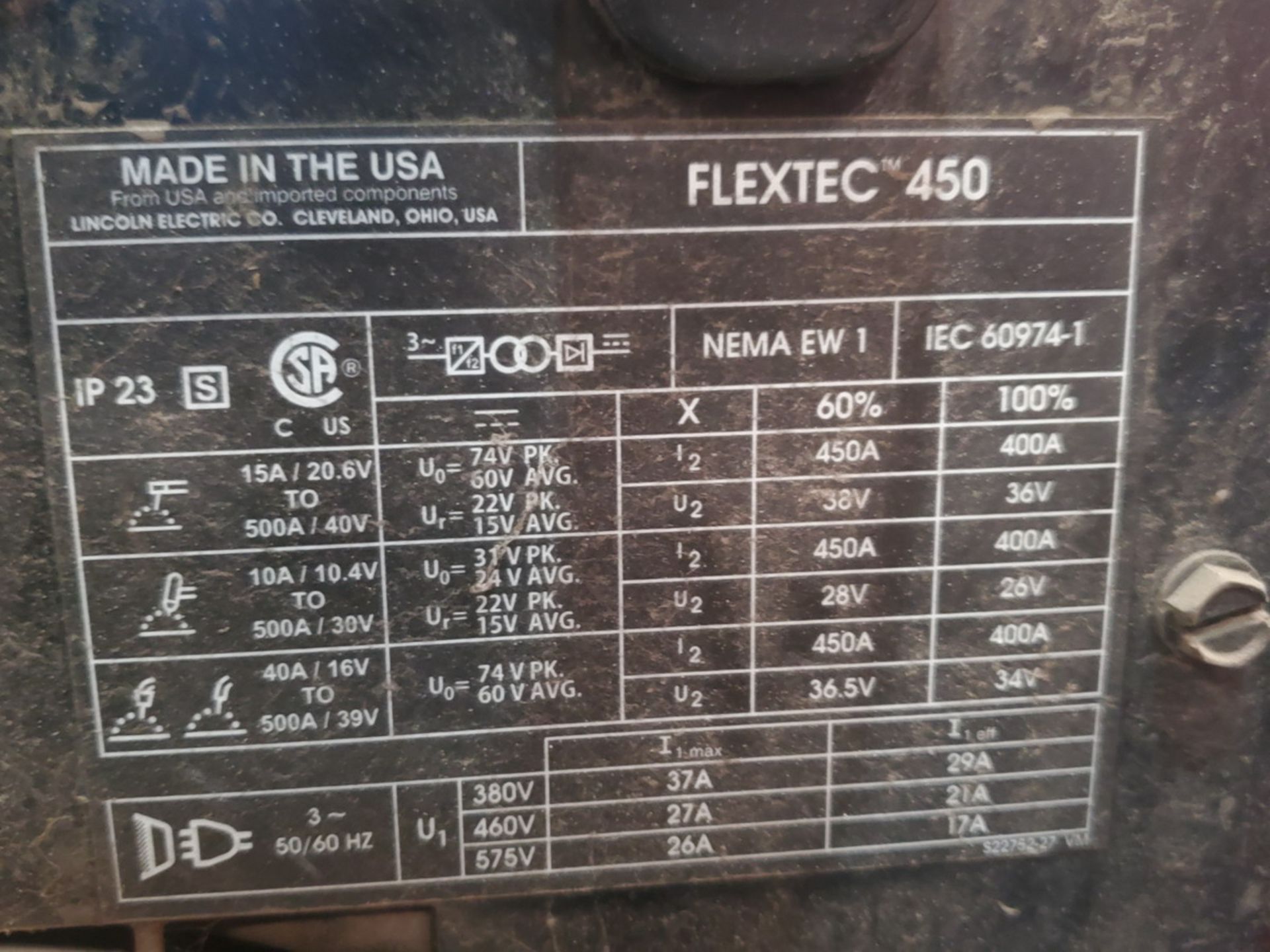 LE Flextec 450 Multi-Processing Welder 380/460/575V, 450A, 3PH, 50/60HZ; W/ LF-74 Wire Feeder ( - Image 6 of 6