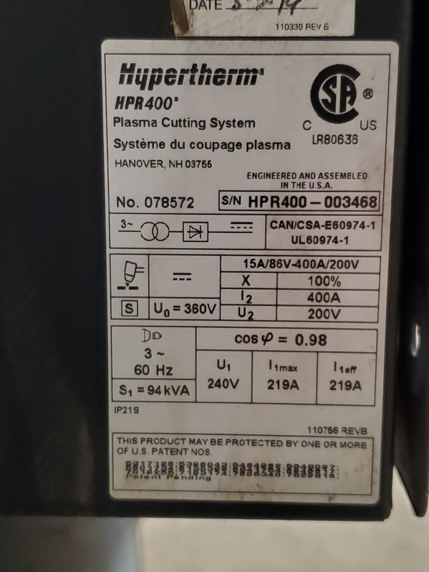 Hypertherm Edge Pro E-Z Plasma Burn Table 100-240V, 1PH, 50/60hZ, 1.85A-.65A; W/ Arcglide Torch - Image 20 of 34