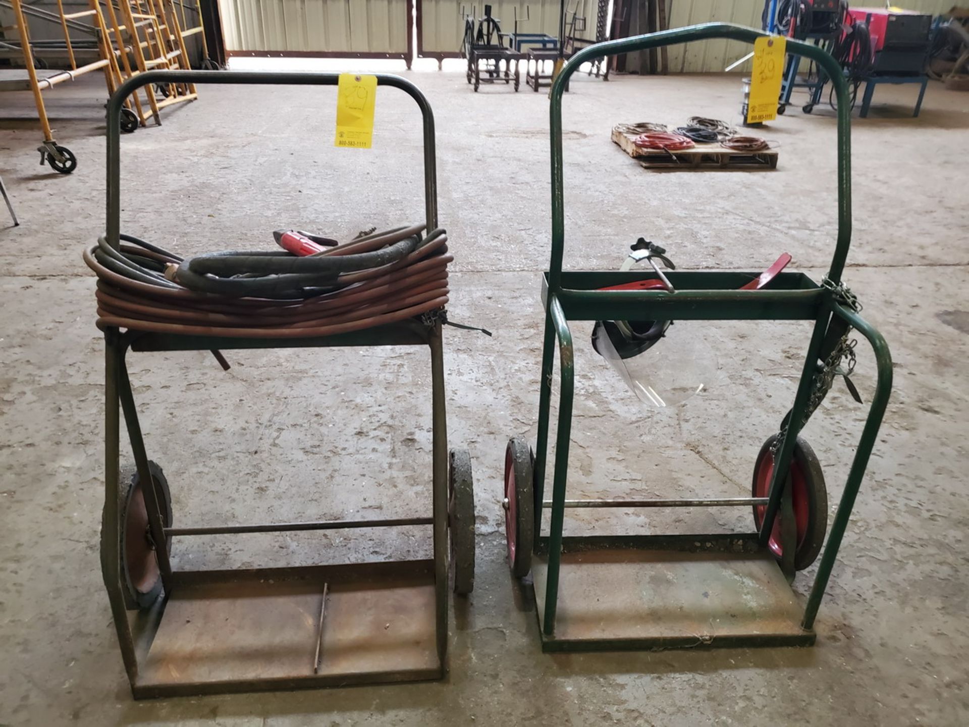 (2) Welding Torch Carts W/ Welding Mask, Welding Electrode Holders & Air Hose (Location: Bldg C)