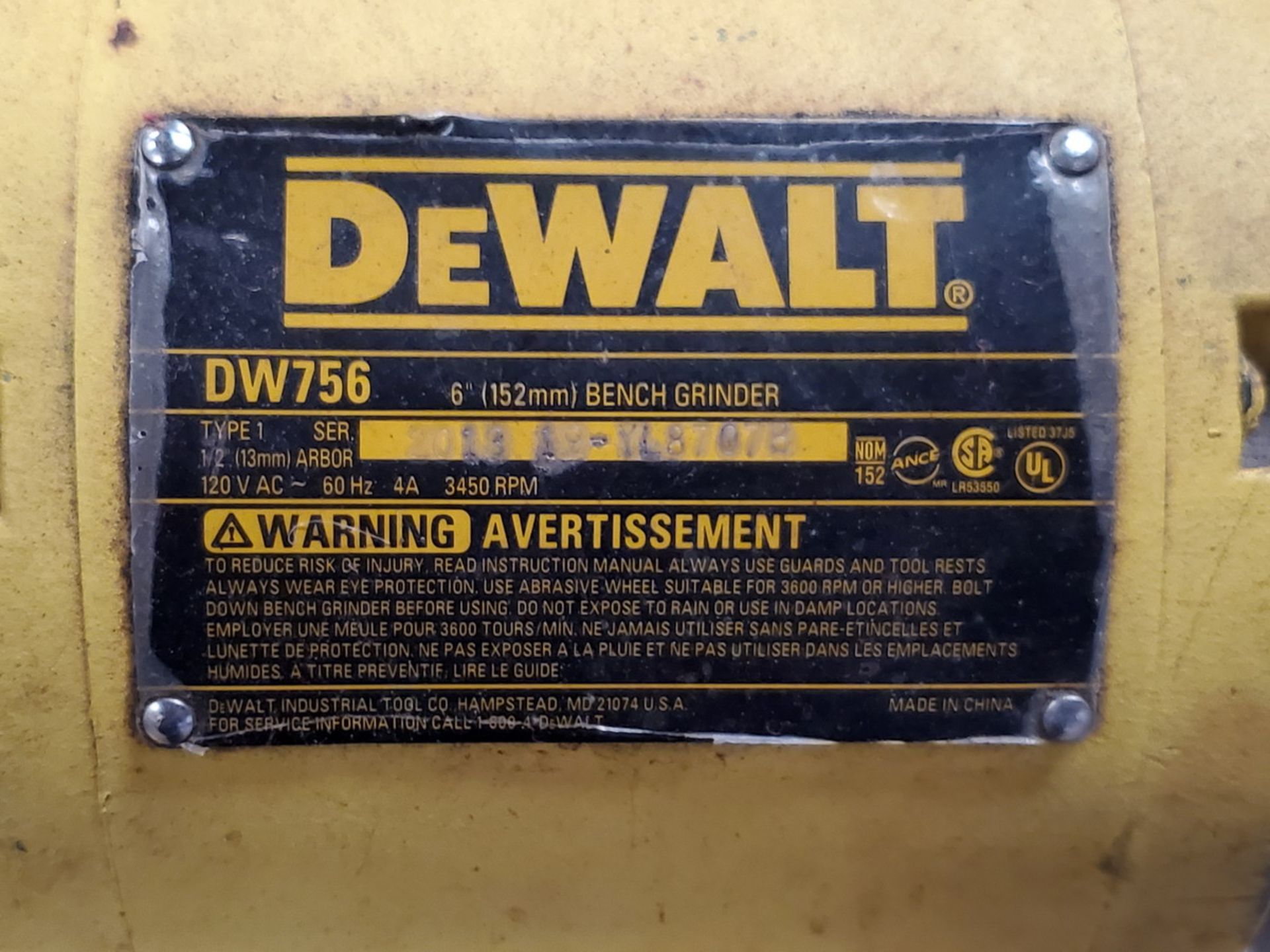 Dewalt DW756 6" Bench Grinder (Location: Bldg C) - Image 4 of 4