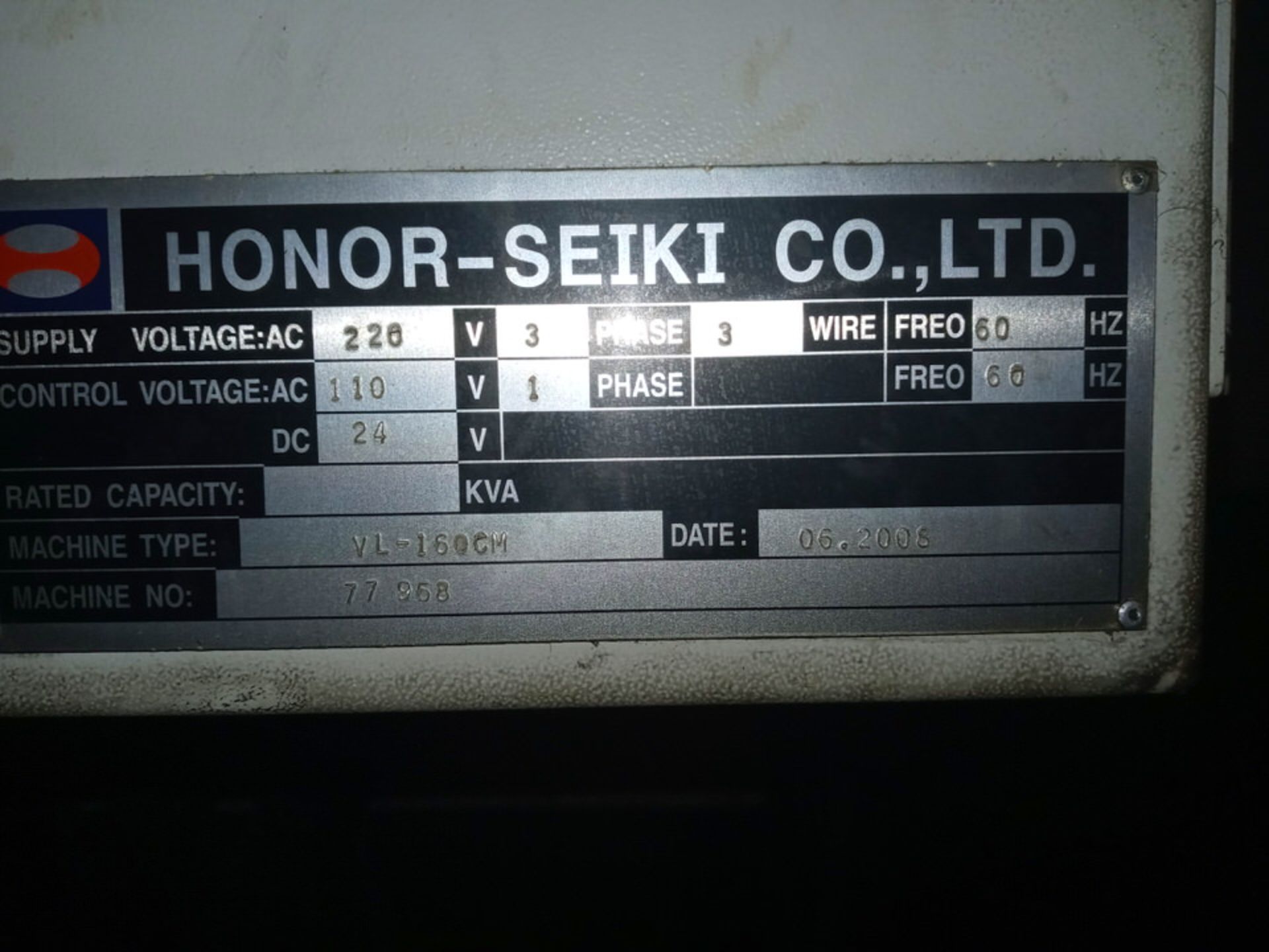 HONOR SEIKI VL-160CM CNC MACHINING CENTER, MAX SWING DIA: 78.74", W/ LIVE TOOLING - Image 8 of 14