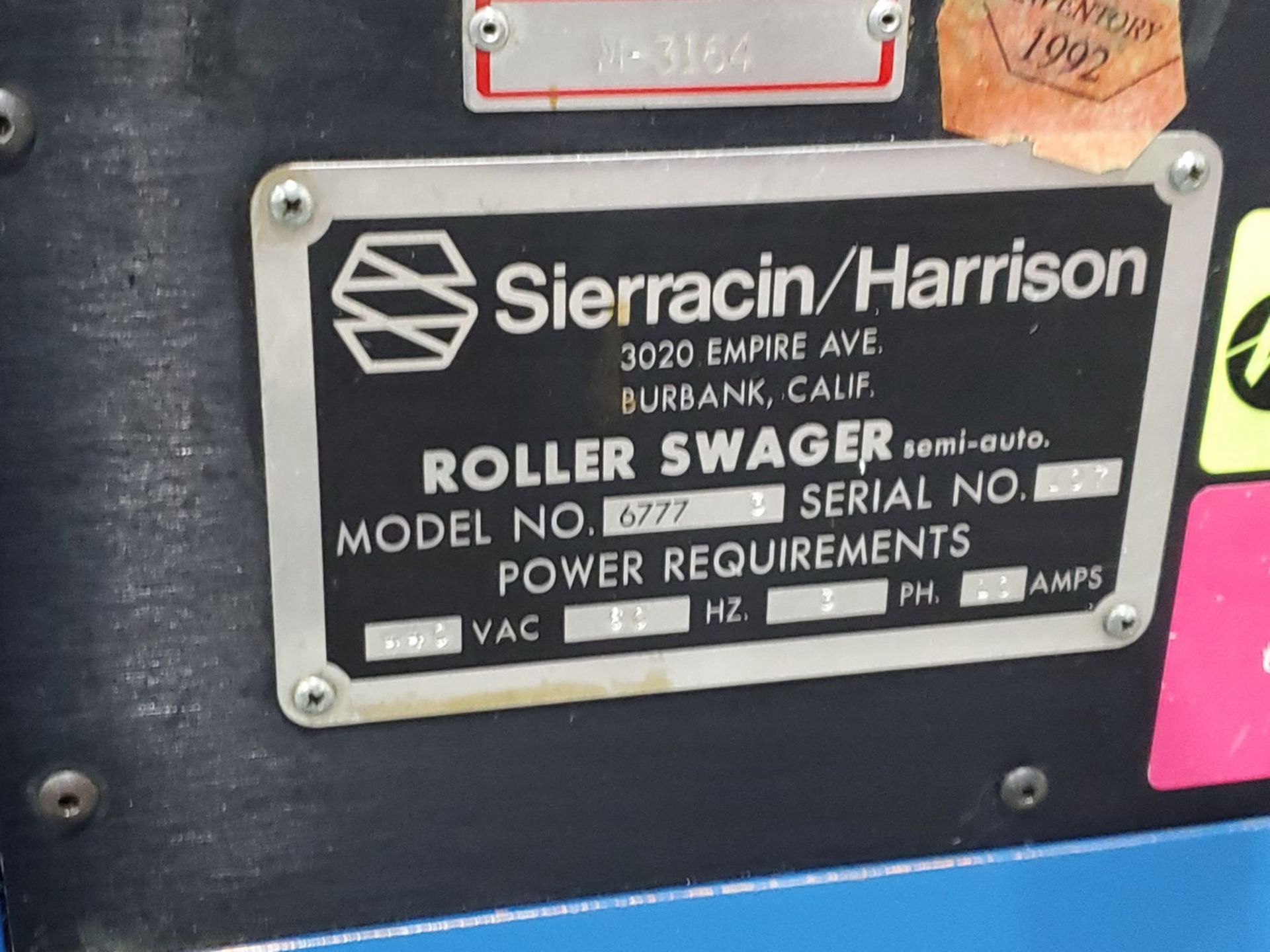 Sierracin/Harrison 6777-3 Roller Swager 480V, 3PH, 60HZ, 10A - Image 7 of 7