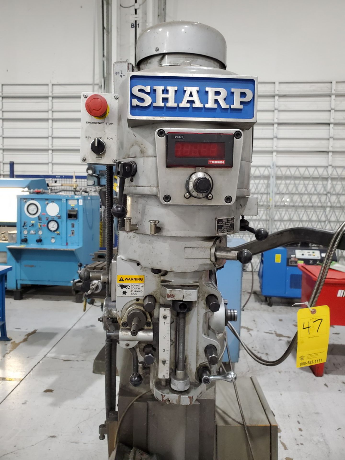 2016 Sharp LMV49 Vertical Milling Machine 3-axis, W/ Acu-Rite Digital Readout; 49" x 9" Slot Table - Image 12 of 17