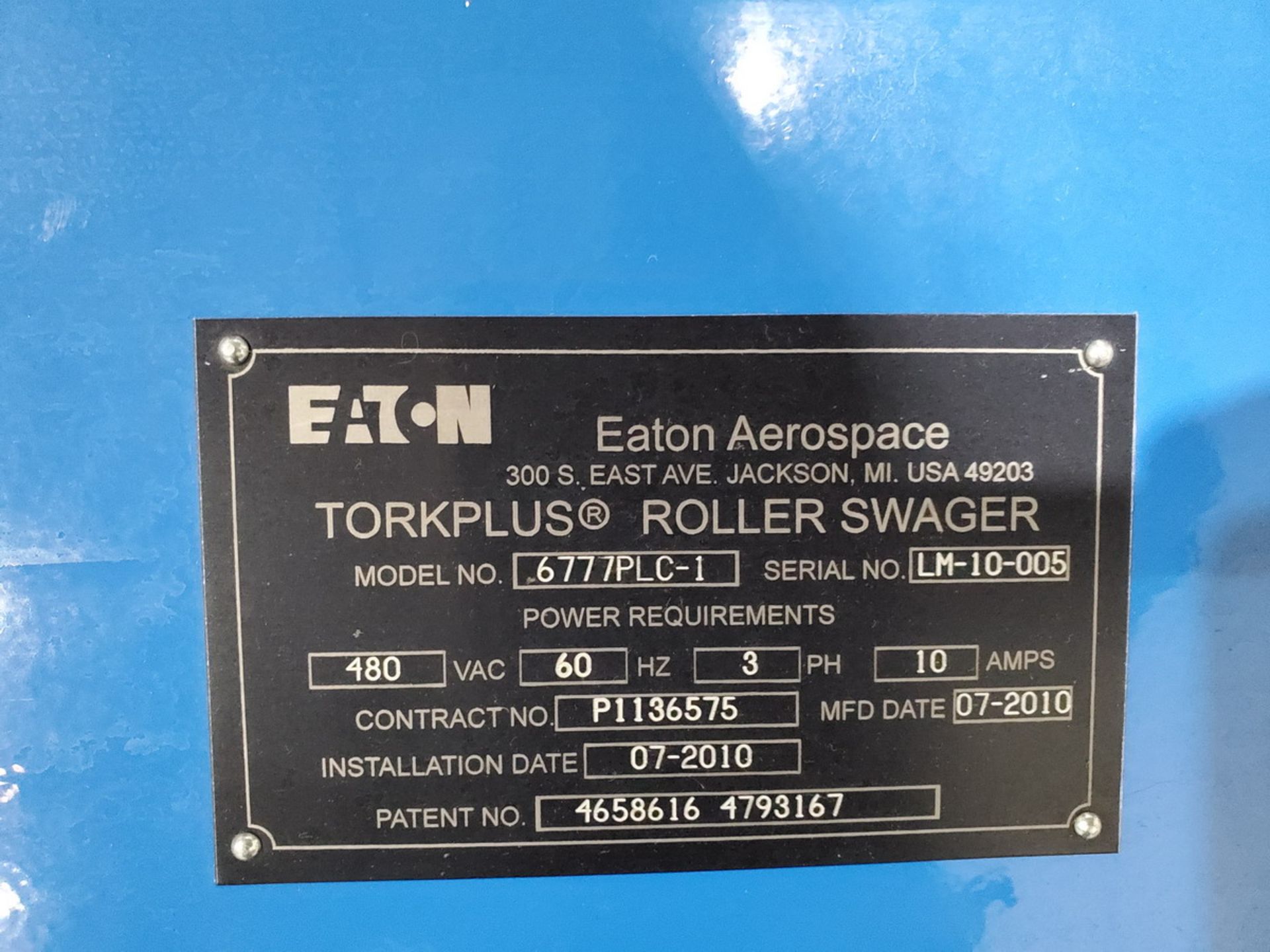 2010 Eaton 6777-PLC1 Roller Swager 480V, 3PH, 60HZ, 10A; W/ AB Panelview 1000 Module - Image 8 of 8