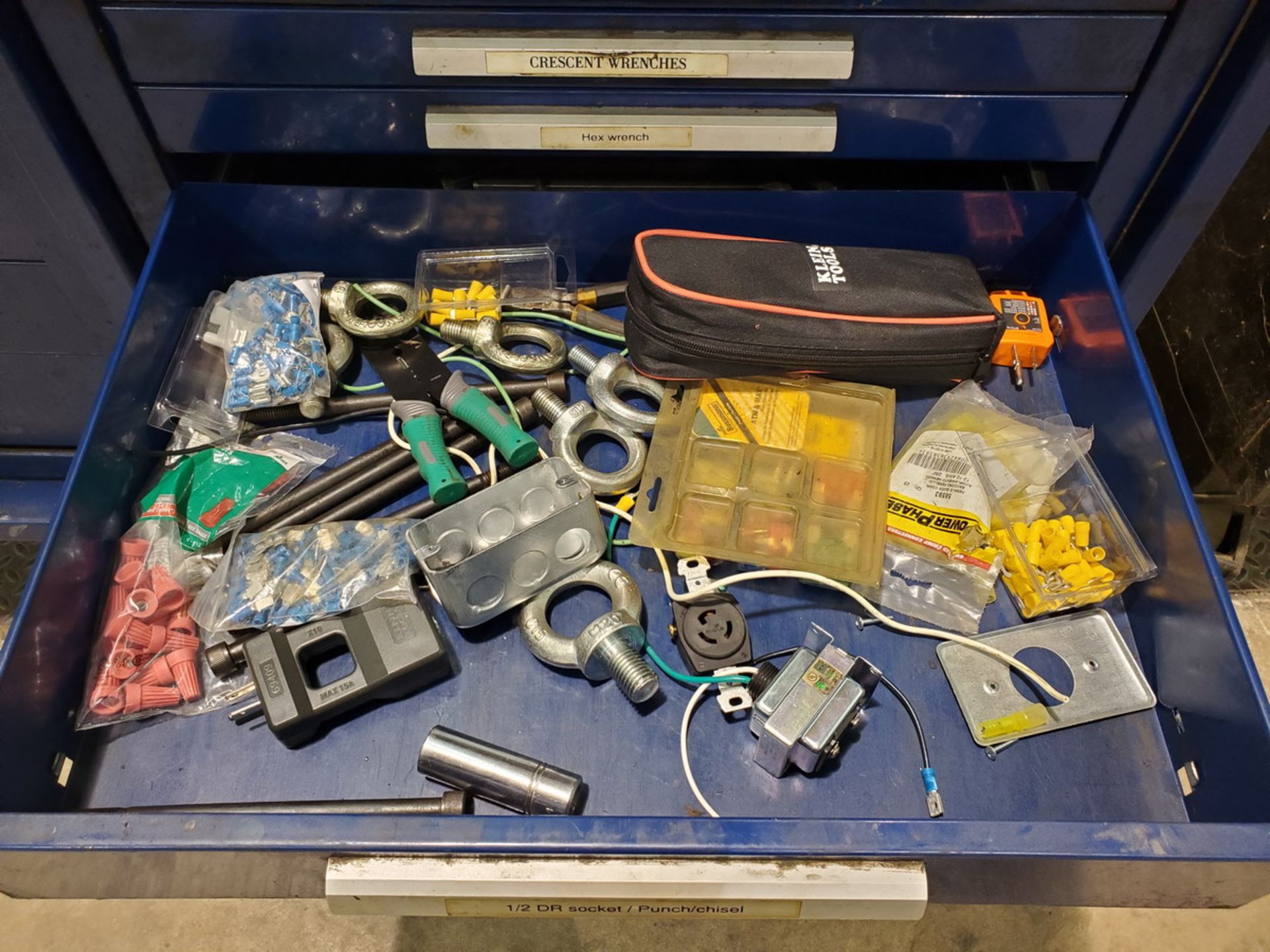 Kennedy Rolling Tool Box W/ Assorted Tooling: Die Grinders, Hammers, Screw Drivers, Wrenches, etc. - Image 11 of 13
