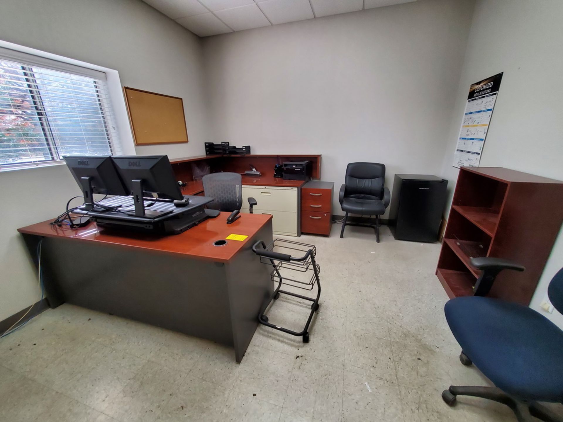 Office Contents To Include But Not Limited To: 3Pc Desk, (2) Dell Monitors, Shredders, (3) File