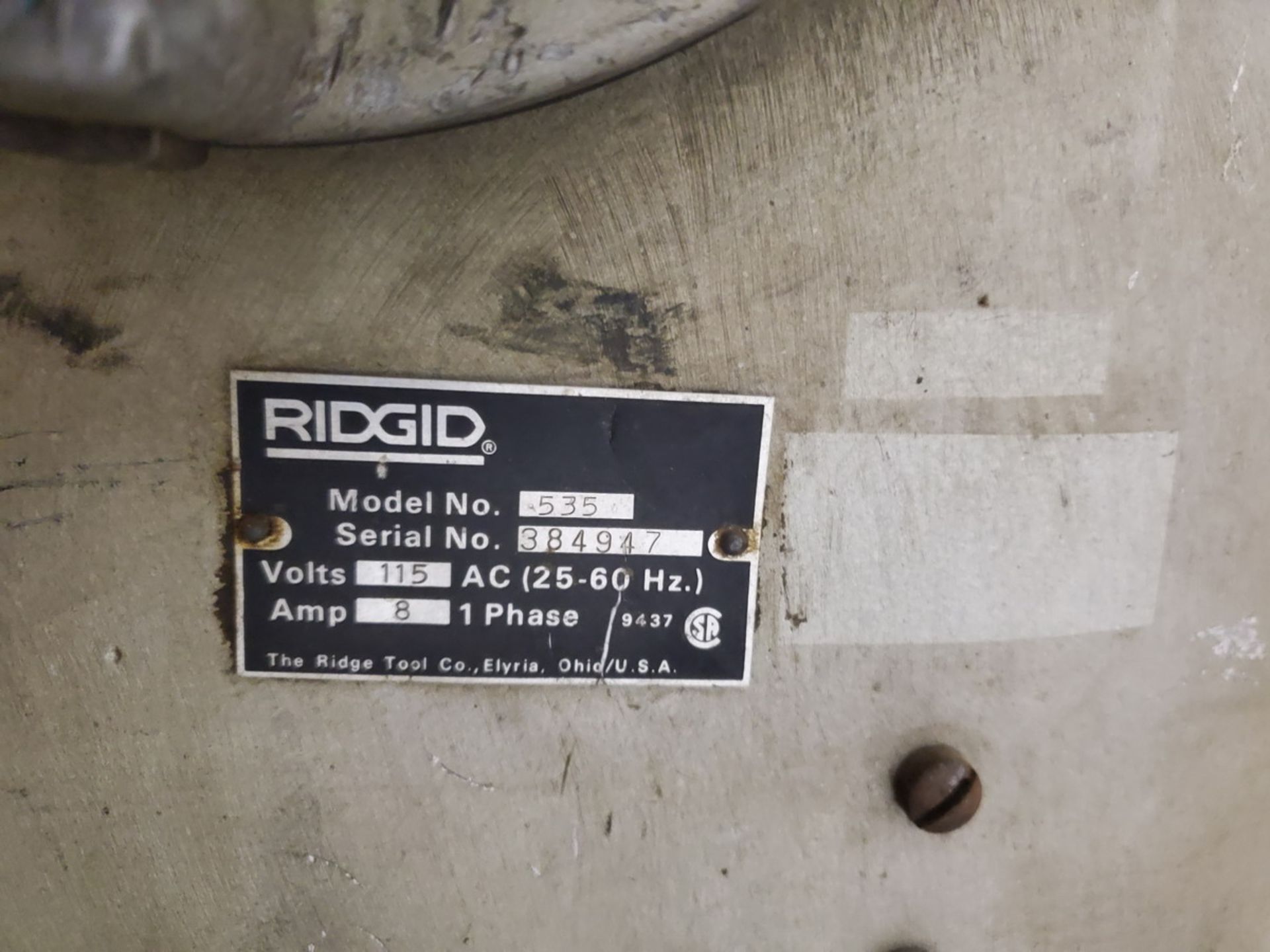 Ridgid 535 Pipe Threader 115V, 8A, 1PH, 60HZ - Image 10 of 10