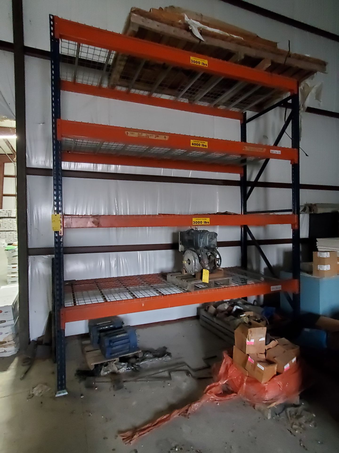 Pallet Rack (2) 12' x 4' Uprights, (8) 10' Crossbeams, 3-4K Cap. (Contents Excluded)