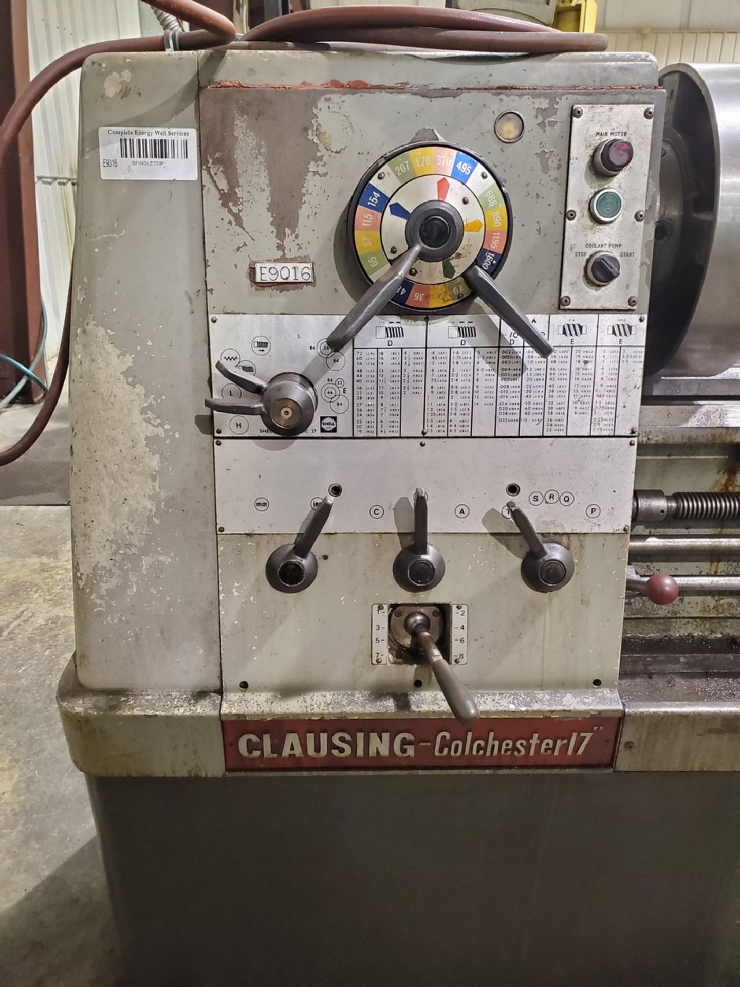 Clausing-Colchester 17" Lathe 230V, 3PH, 60HZ, 59" Between Centers, 88" Bed, W/ 4-Jaw Chuck, W/ - Image 6 of 15