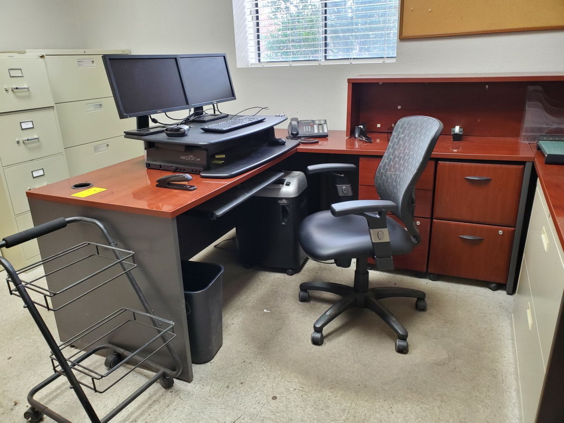 Office Contents To Include But Not Limited To: 3Pc Desk, (2) Dell Monitors, Shredders, (3) File - Image 4 of 8