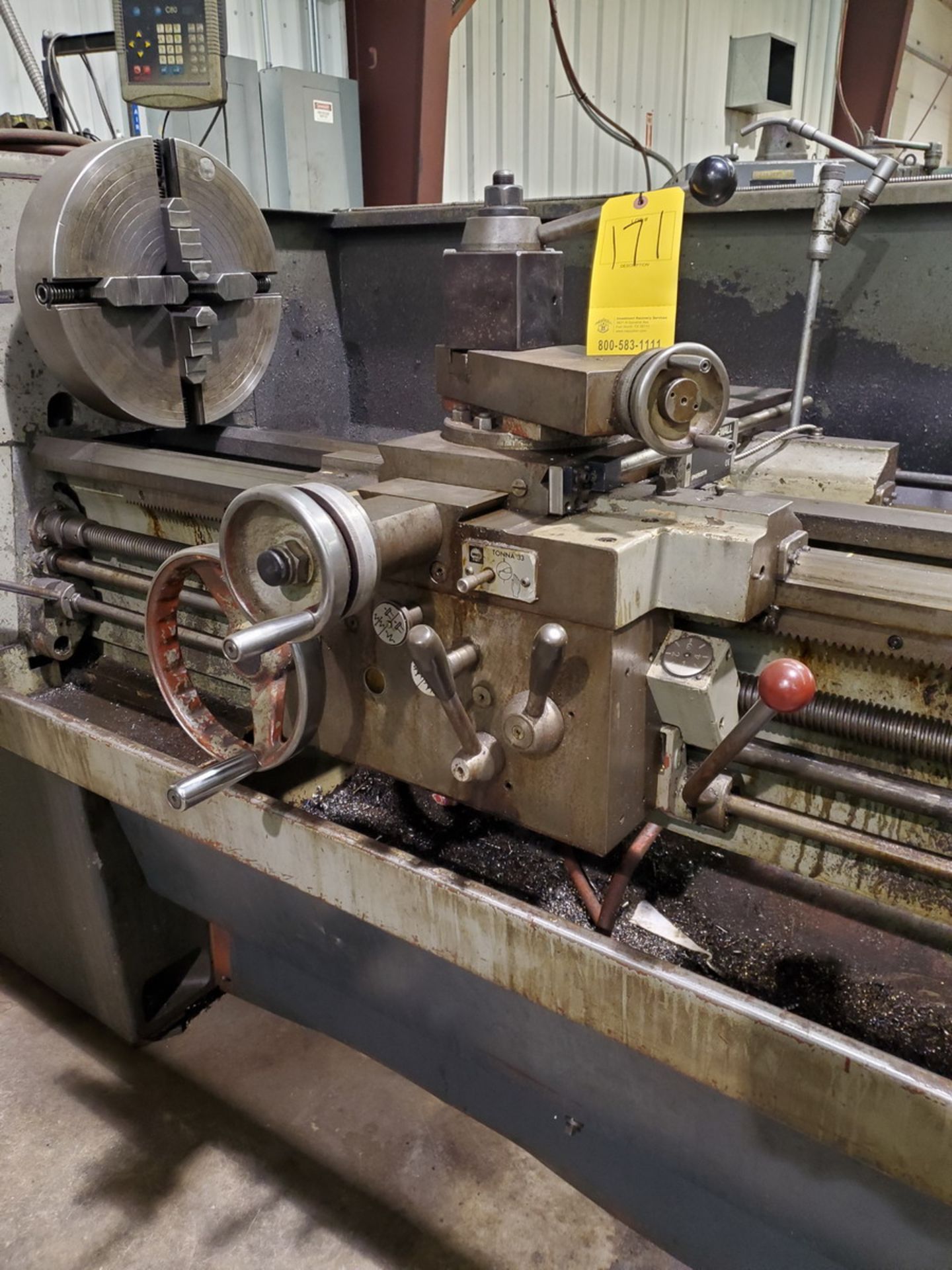 Clausing-Colchester 17" Lathe 230V, 3PH, 60HZ, 59" Between Centers, 88" Bed, W/ 4-Jaw Chuck, W/ - Image 13 of 15