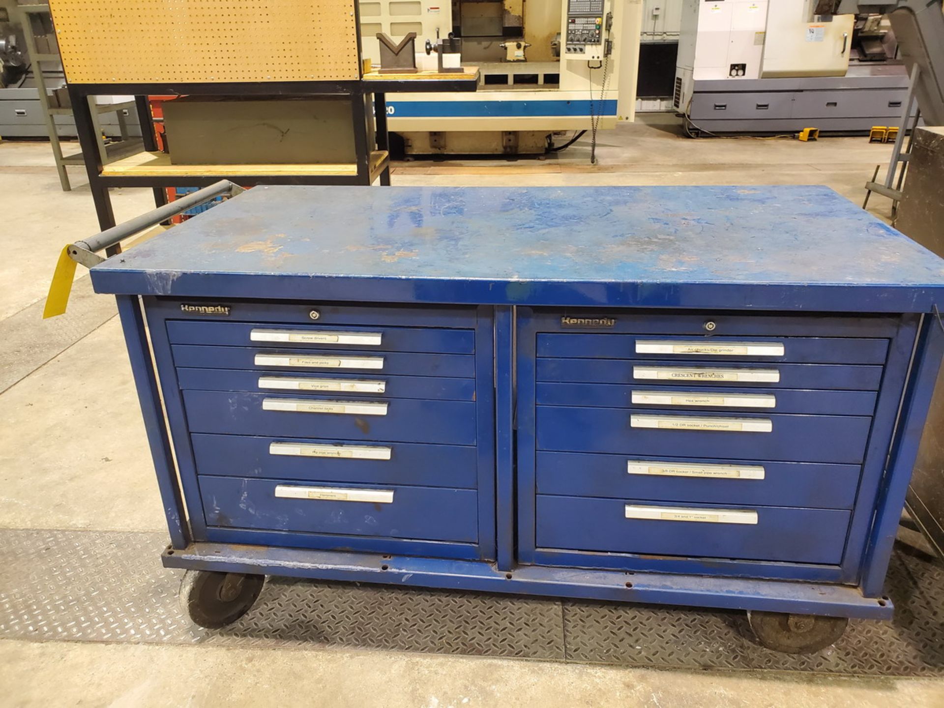 Kennedy Rolling Tool Box W/ Assorted Tooling: Die Grinders, Hammers, Screw Drivers, Wrenches, etc.