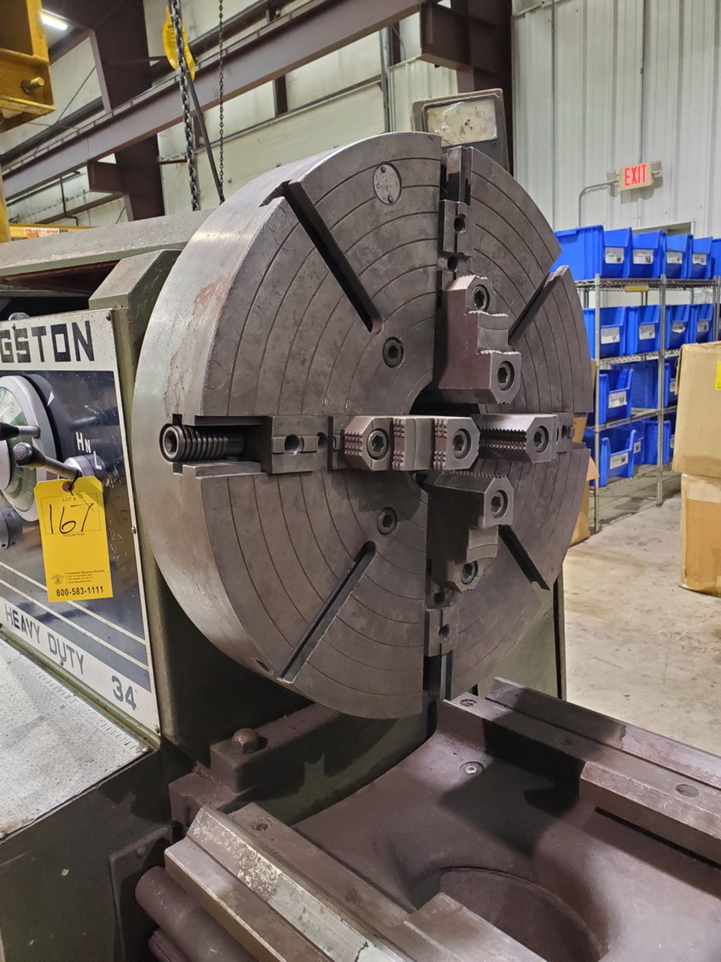 Kingston HR4000 34" Lathe 220/440V, 20HP Motor, 60HZ, W/ Tailstock, Steadyrest, 13"I.D, 4-Jaw Chuck, - Image 10 of 22