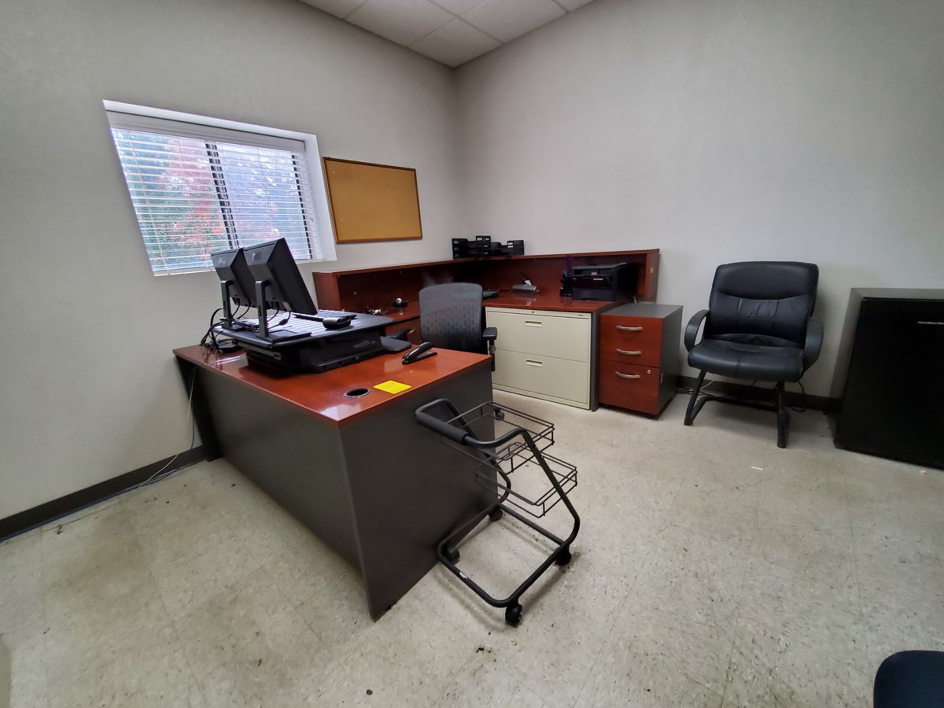 Office Contents To Include But Not Limited To: 3Pc Desk, (2) Dell Monitors, Shredders, (3) File - Image 3 of 8