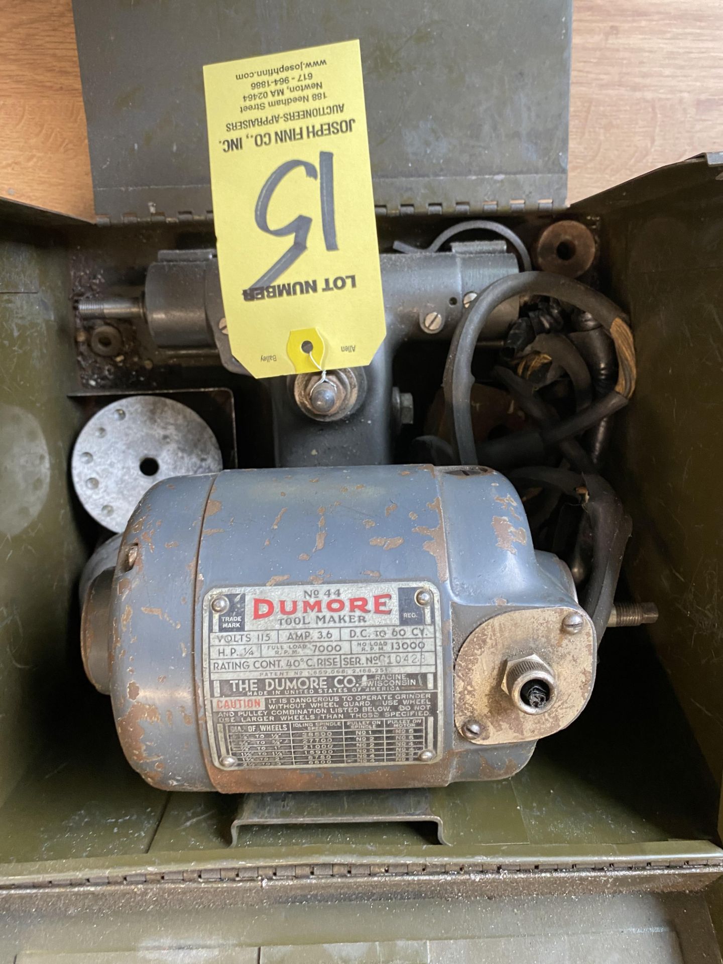 Dumore #44 Tool Post Grinder, s/n 10423 (RIG PRICE $5.00) - Image 2 of 2