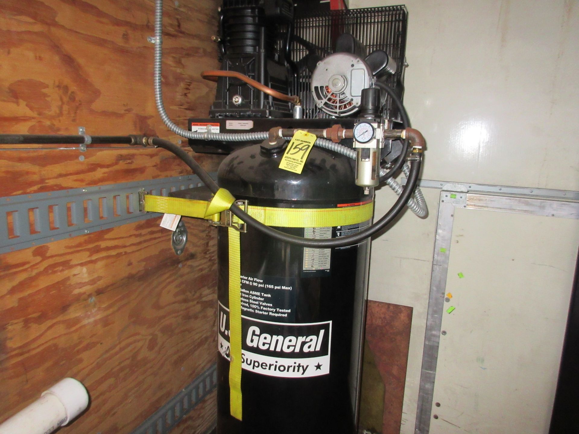 (1) US General 5 HP Vertical Tank Mounted Air Compressor This lot is being sold subject to the