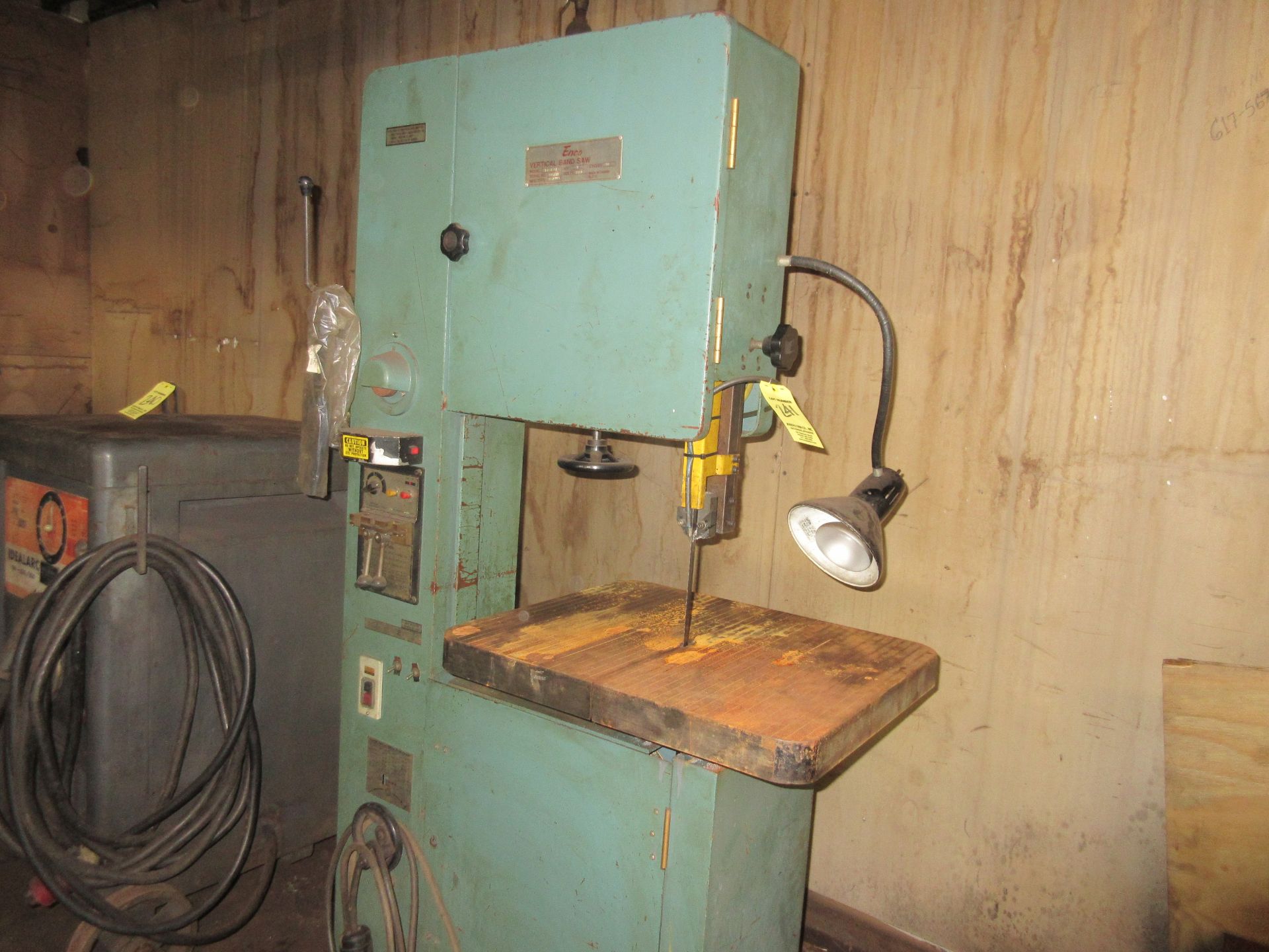 (1) Enco 135-1551 Vert. Band Saw, S/N B45838, (1) H.P., Blade Weld Attachment