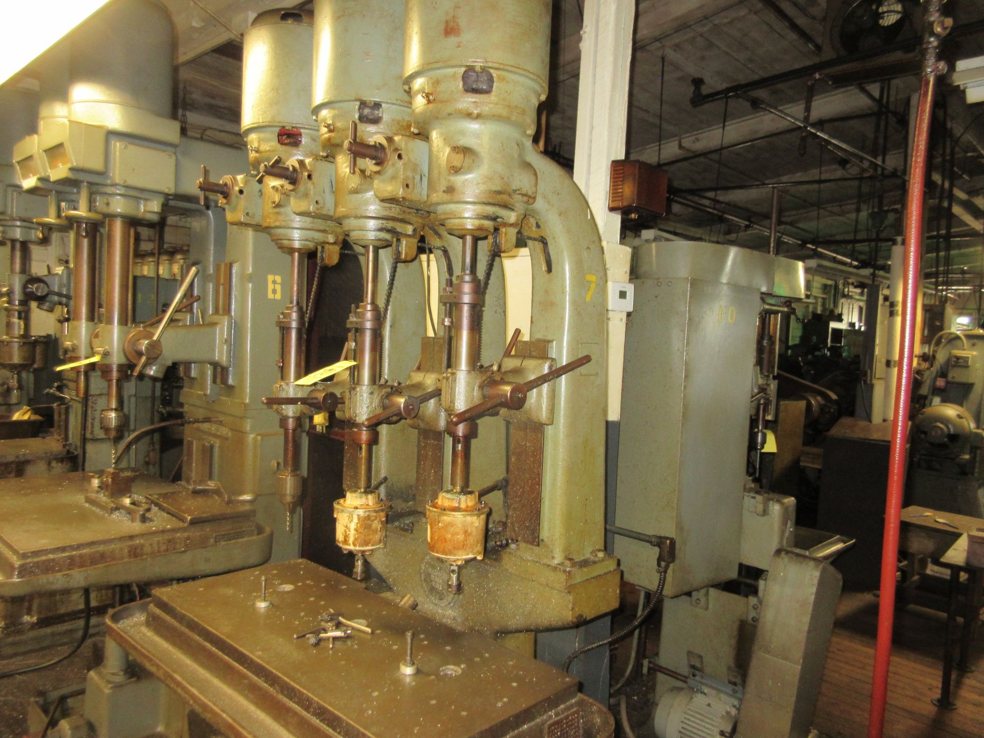 (1) Leland Gifford Triple Spindle Production Drill w/ (2) Procunier #2 Tapping Heads, 36" Table - Image 2 of 2