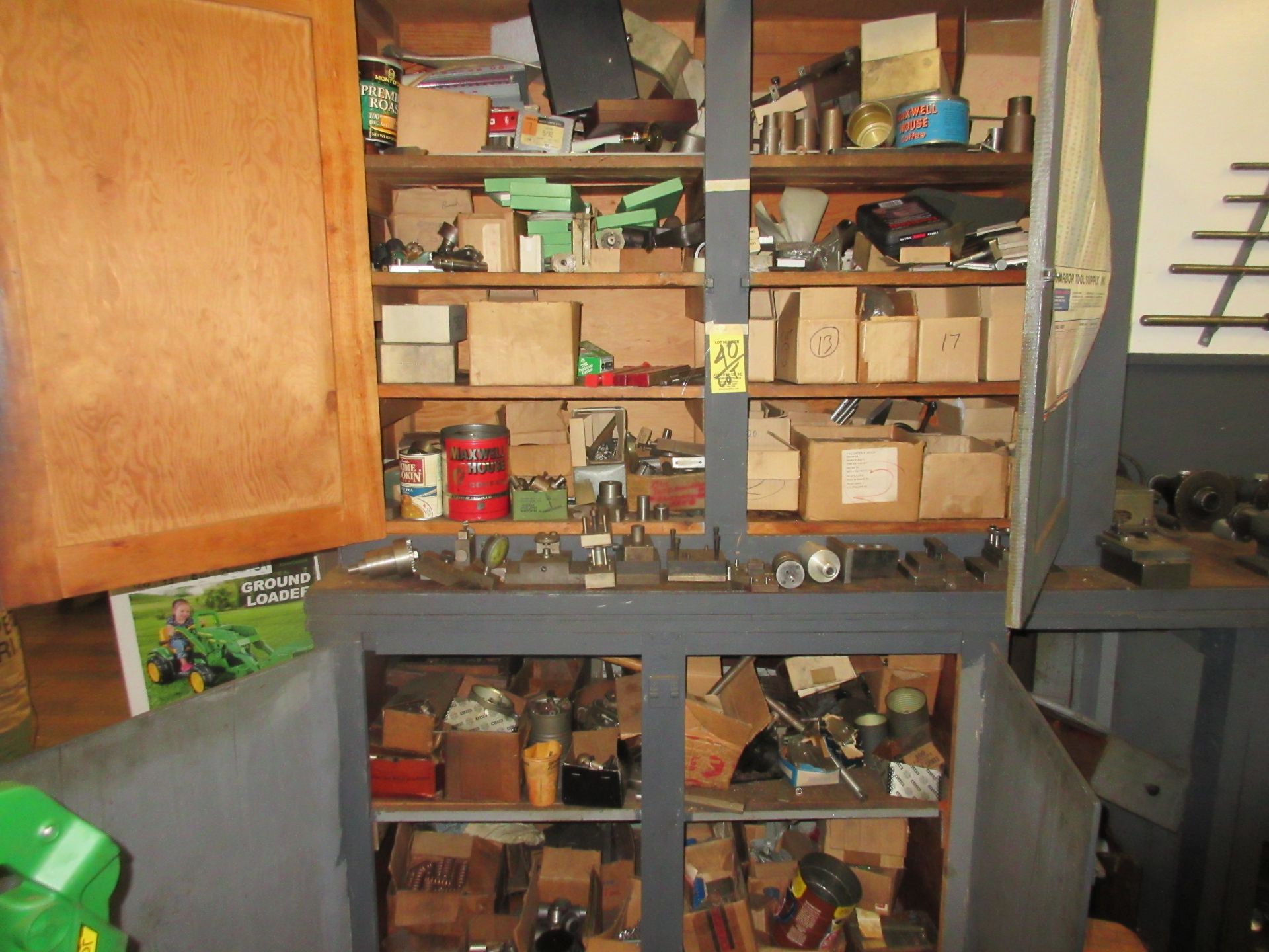 LOT Asst. Tooling & Machine Parts, Hardware Bearings, Cutters, Gears in 4 Cabinets