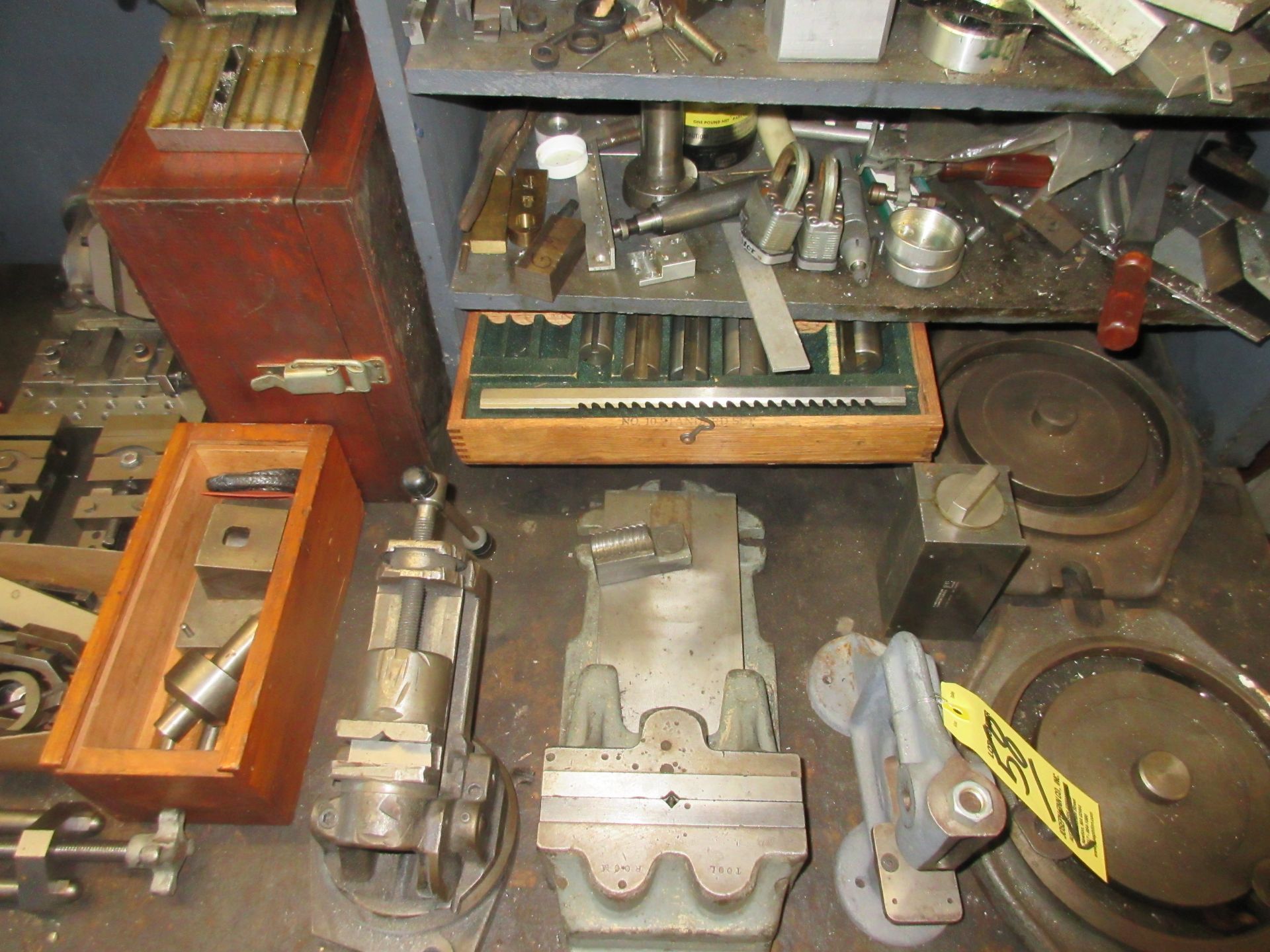 LOT Asst. Shop Vises, Precision Vises, Greenard #2 Arbor Press, Angles, Broaches, Fixtures, - Image 3 of 4