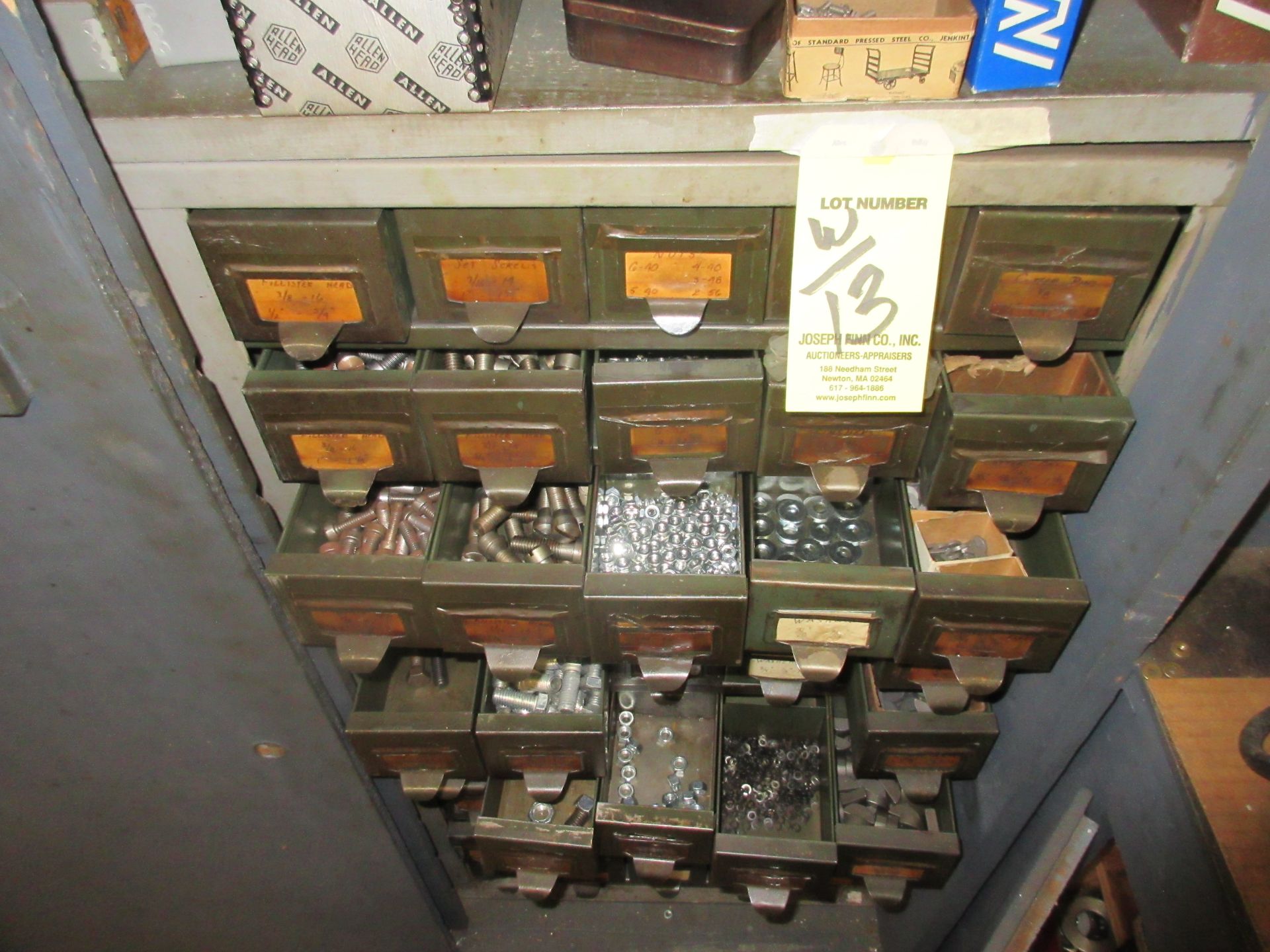 LOT Asst. Pins, Nuts, Bolts, Washers, Screws, Ring Gages, Pin Gages, Hardware, Parts Cabinets, Along - Image 2 of 5