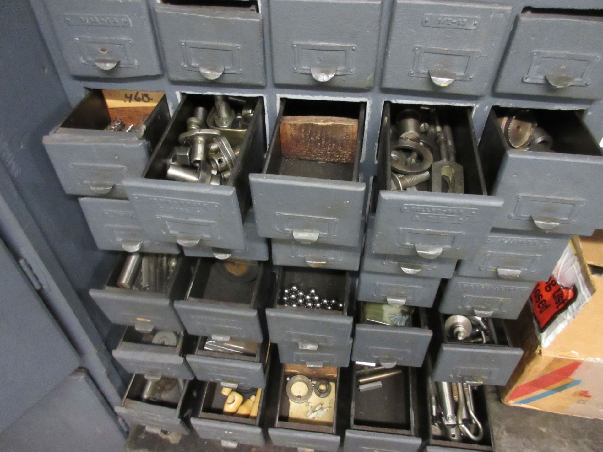 LOT Asst. Tooling & Machine Parts, Hardware Bearings, Cutters, Gears in 4 Cabinets - Image 4 of 5