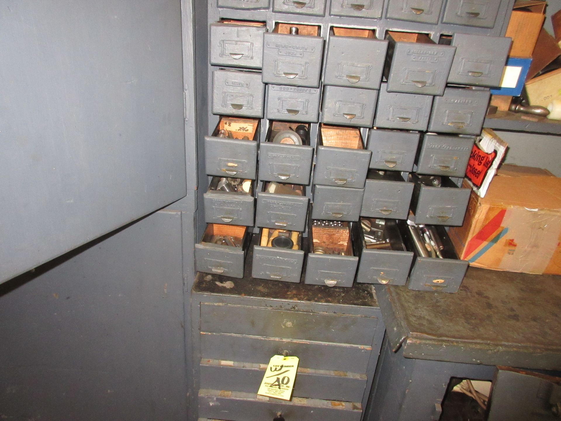 LOT Asst. Tooling & Machine Parts, Hardware Bearings, Cutters, Gears in 4 Cabinets - Image 3 of 5