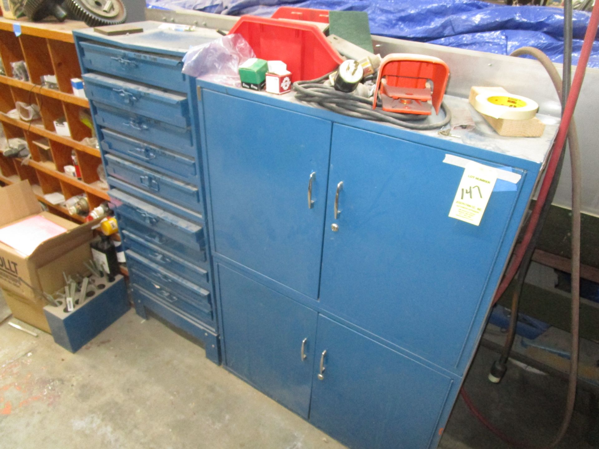 LOT (2) Blue Cabinets w/ Fitting & Hardware