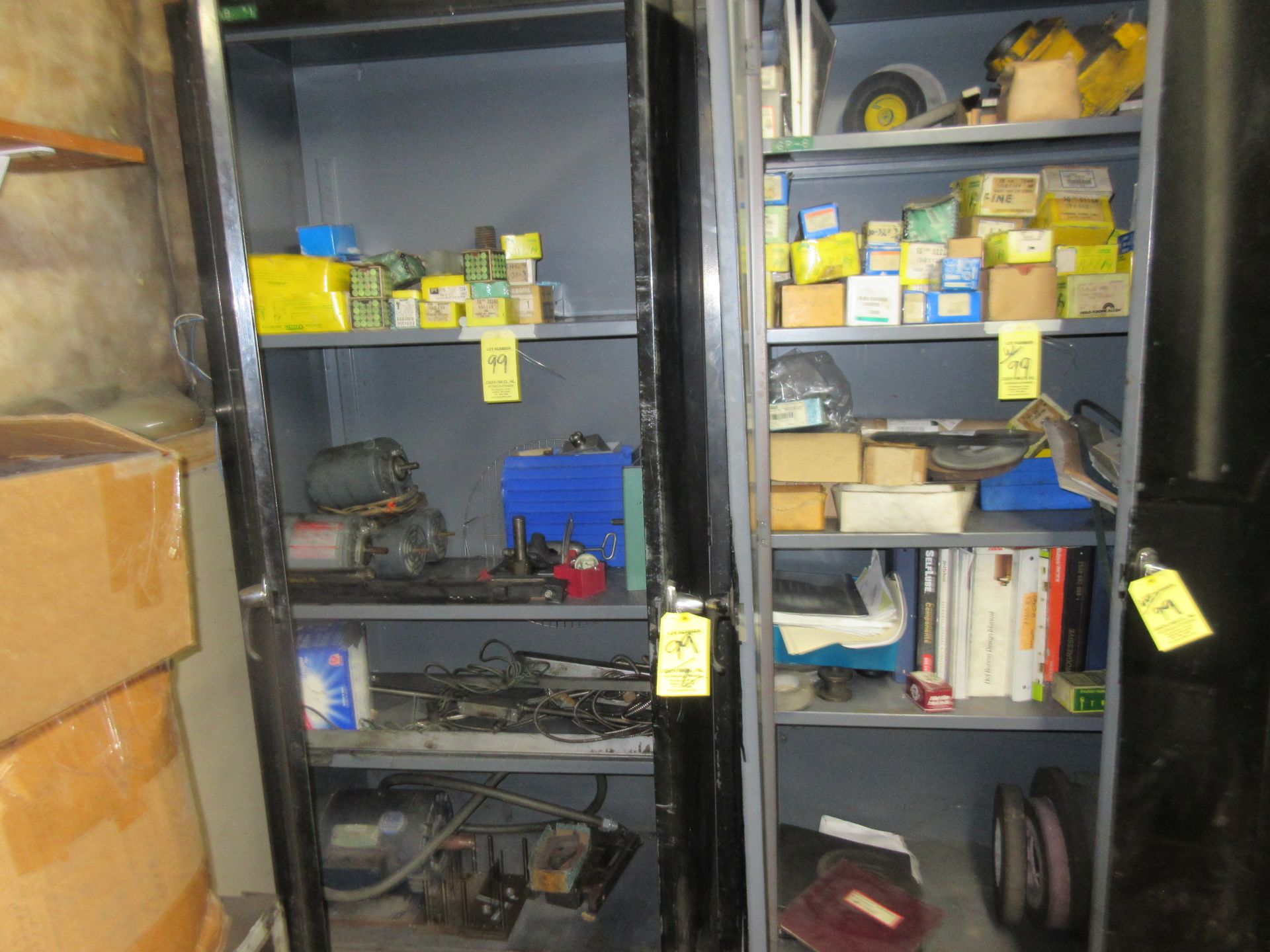 LOT Asst. Motor Drives, Grinding Wheels in (1) Cabinet - Image 2 of 4