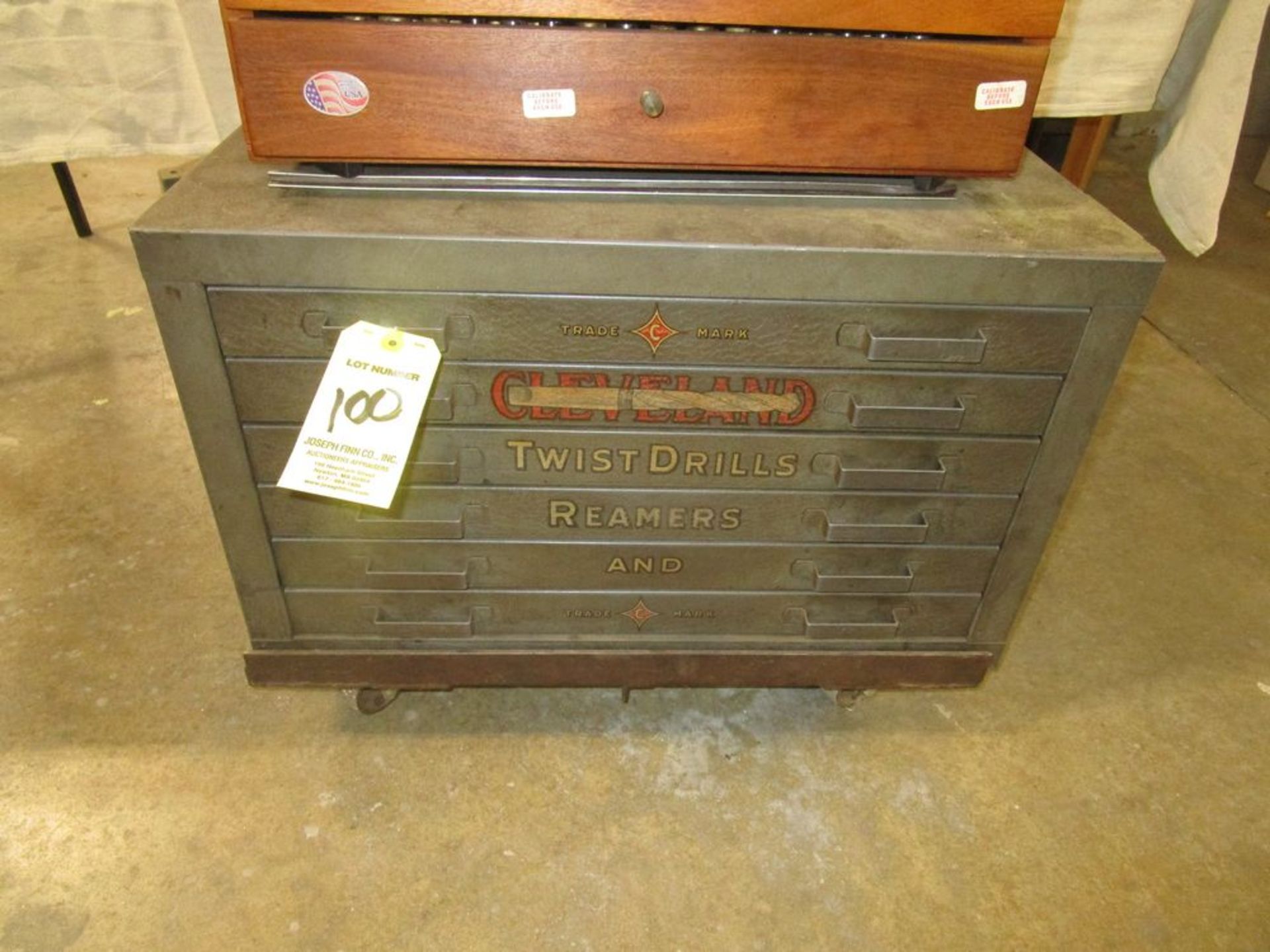 (1) Cleveland Twist Drill Cabinet w/ Drills, Reamers, Taps, Gauges