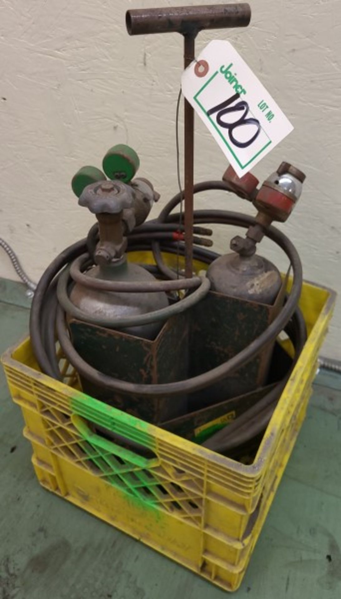 2 GAS BOTTLES AND CARRY RACK (UPSTAIRS MEZZANINE)
