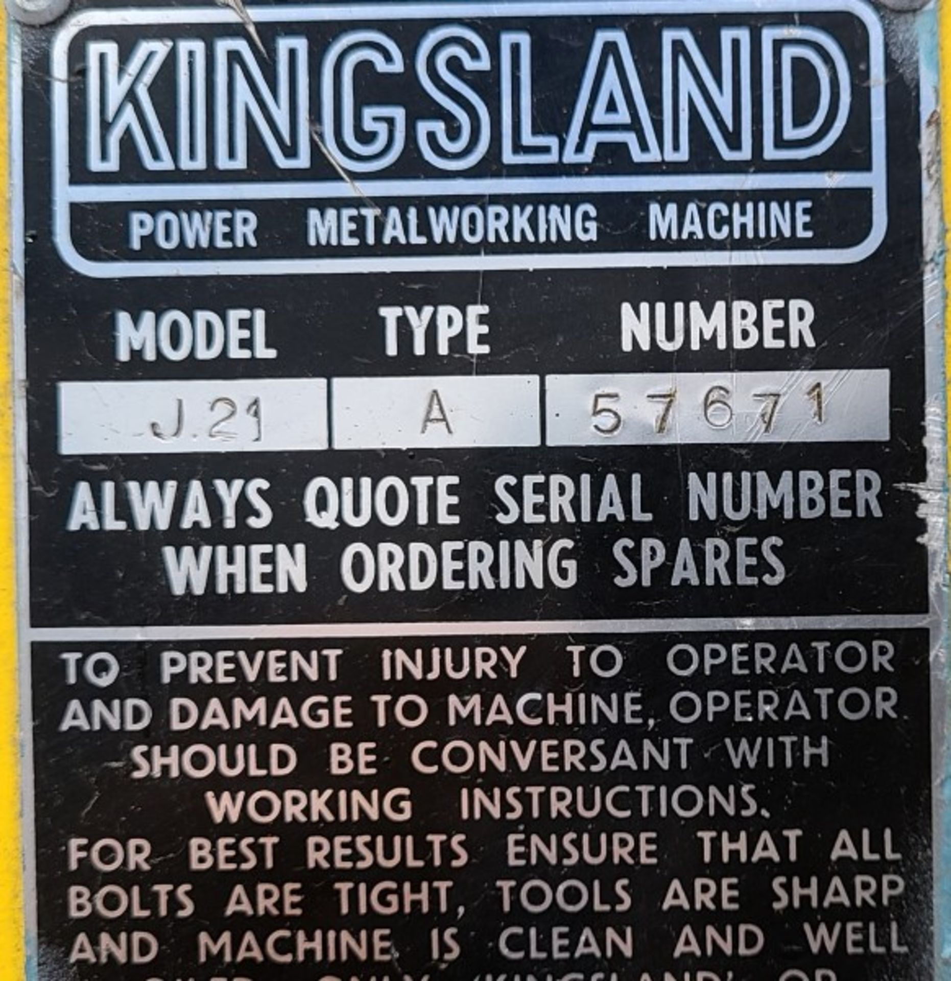 IRONWORKER - KINGSLAND MOD. J21, MECHANICAL, 5 IN. X 5 IN. X 1/2 IN., 480V/3PH - Image 5 of 8