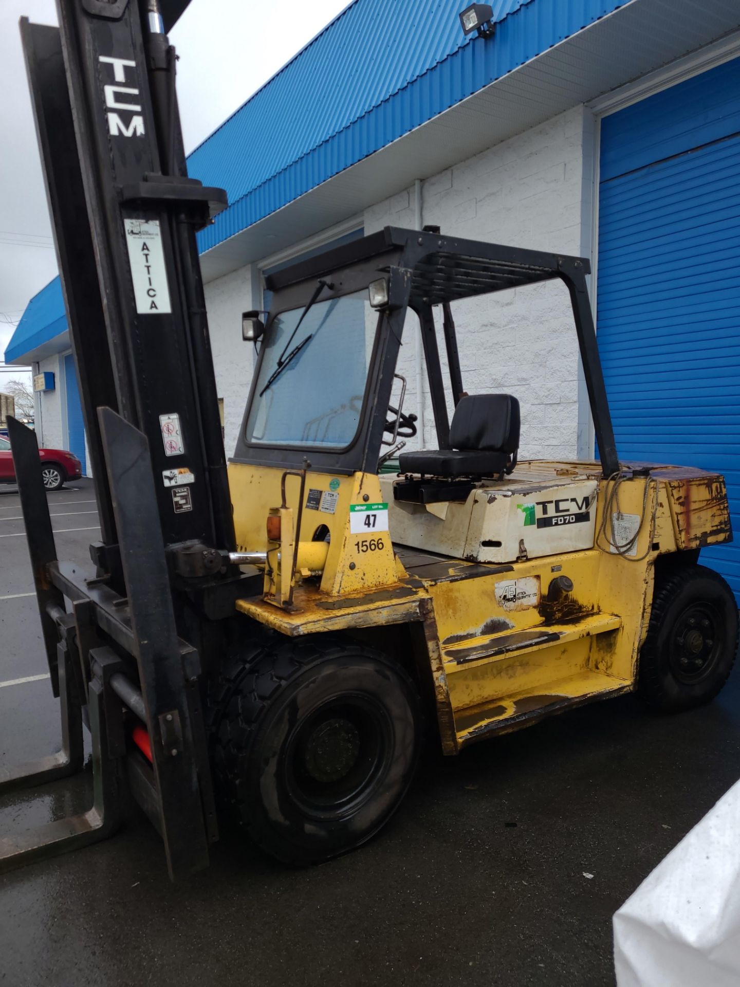 FORKLIFT - TCM MOD. FD70Z7, 15,500 LB. CAP., DIESEL, SIDE SHIFT, AIR TIRES