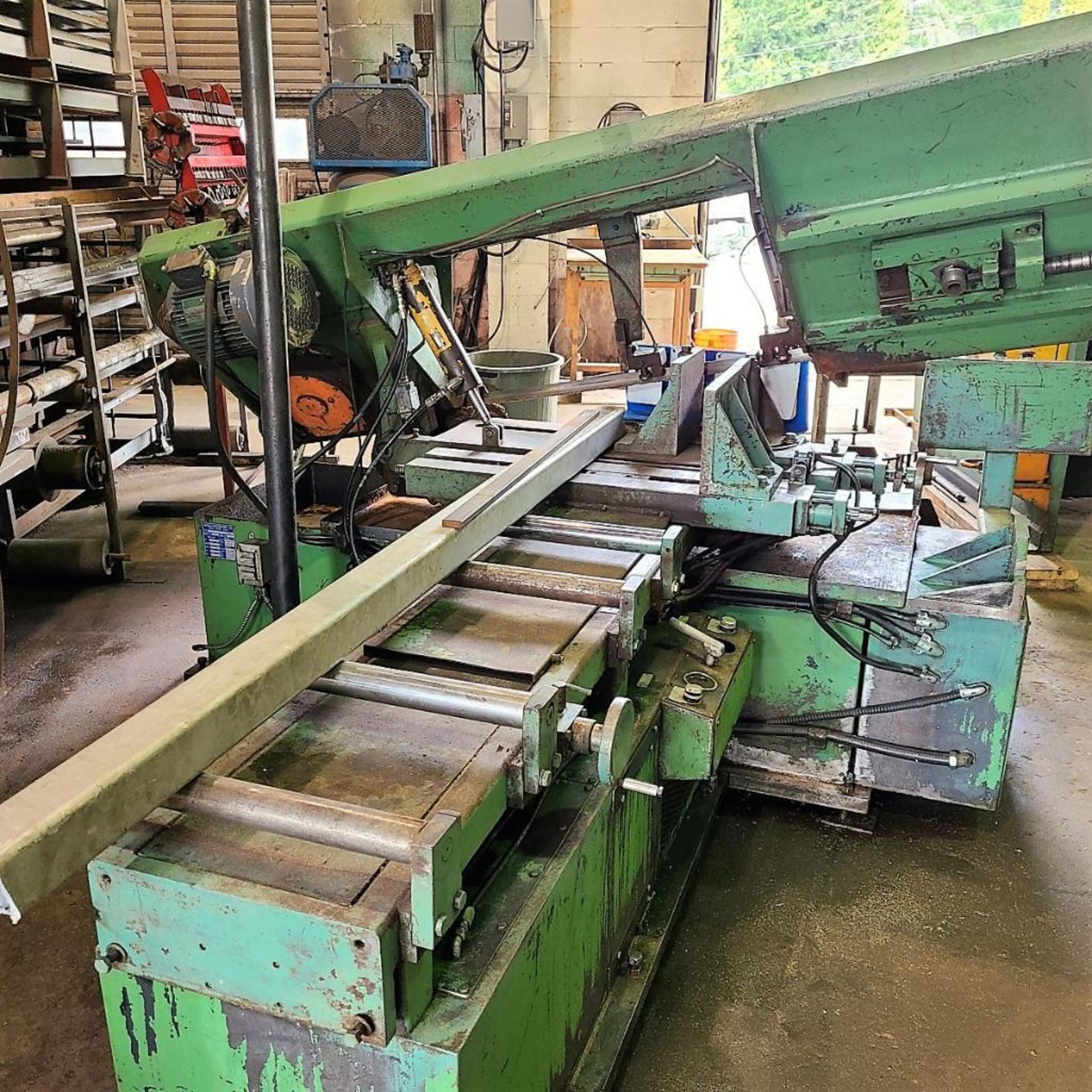 HORIZONTAL BAND SAW - BAXTER 16" W/IN & OUTFEED ROLL CONVEYOR - Image 6 of 6