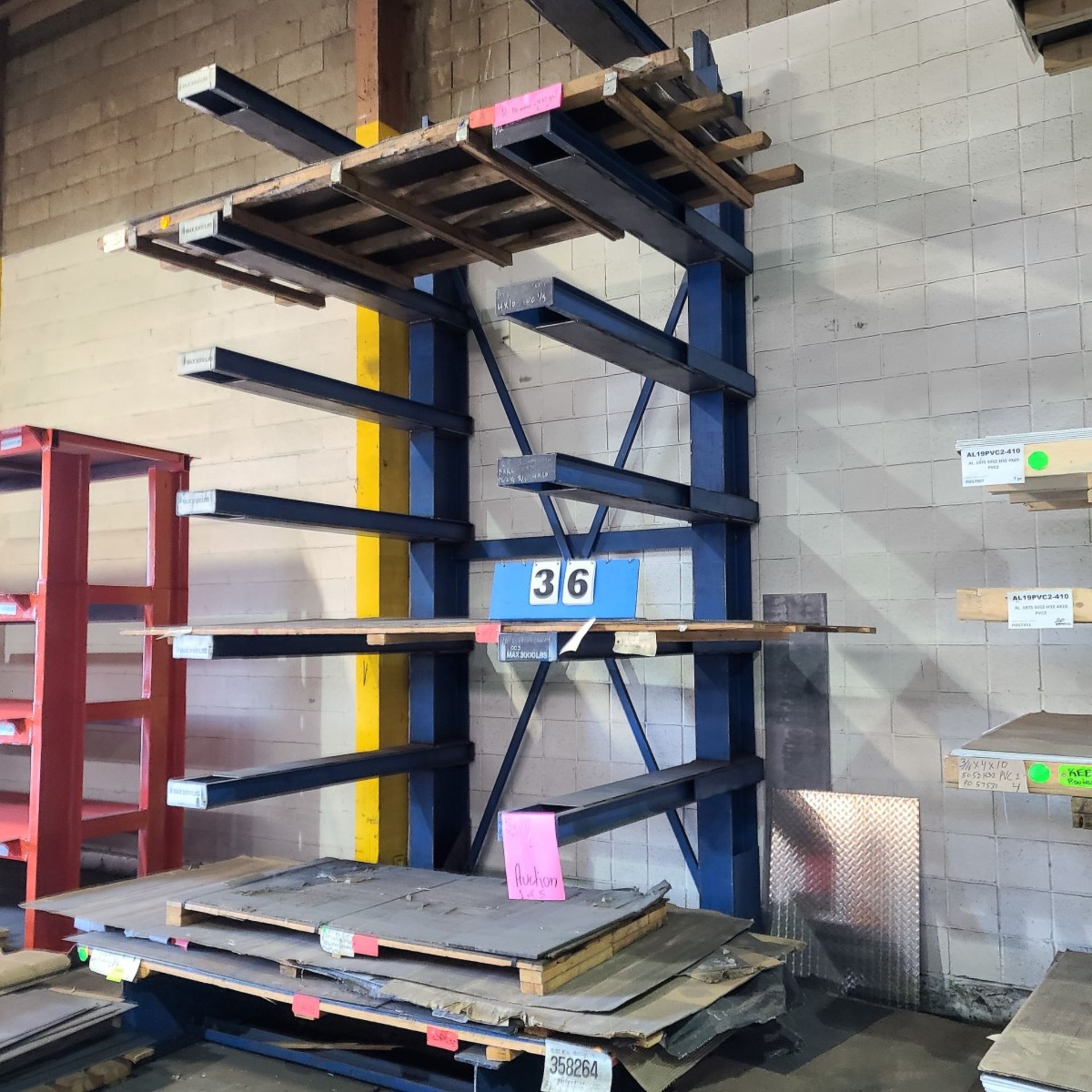 7 TIER CANTILEVER STEEL STORAGE RACK - MAX - 3000LB PER TIER (DOES NOT INCLUDE INVENTORY)