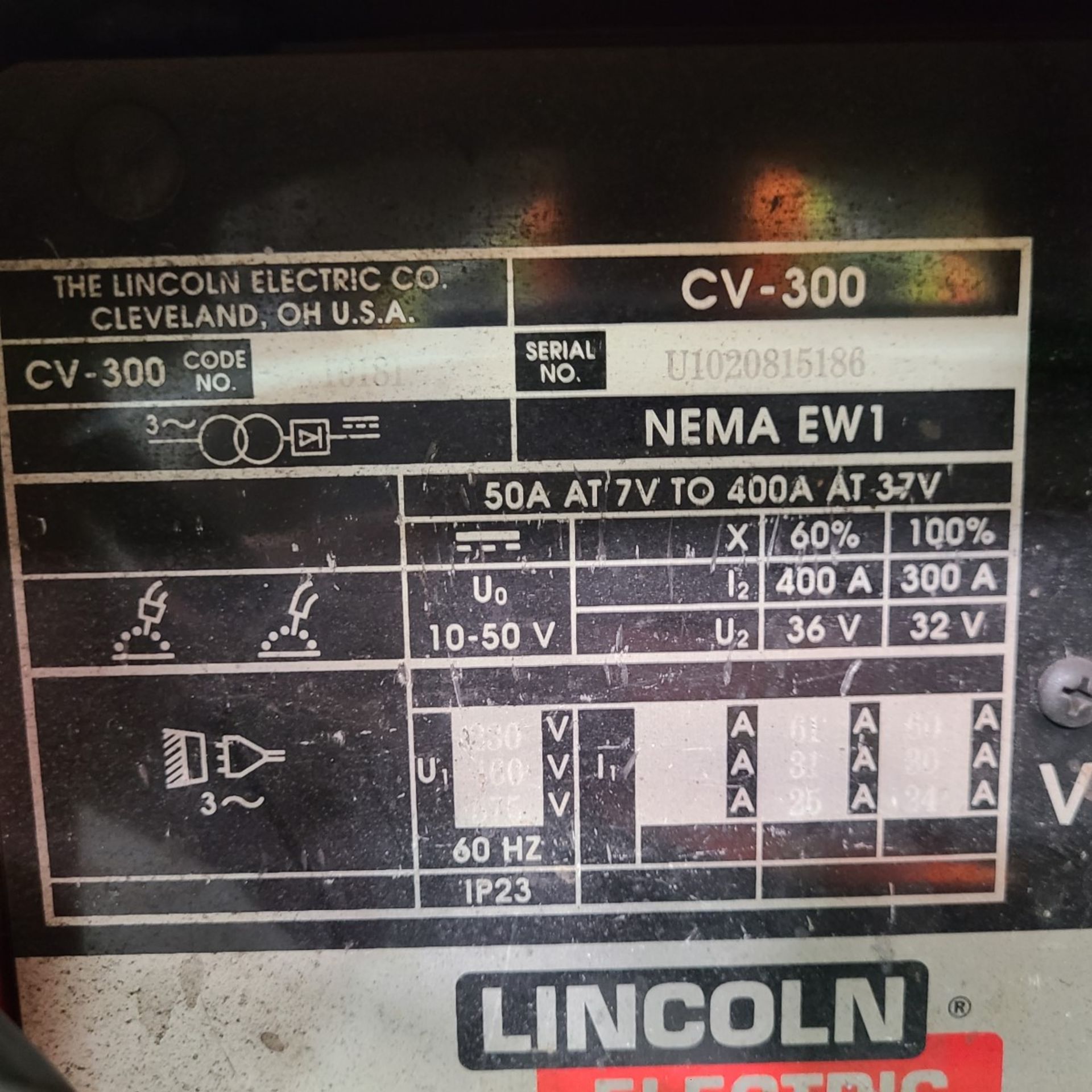 LINCOLN CV-300 WELDER S/N U10208151186 - Image 4 of 5