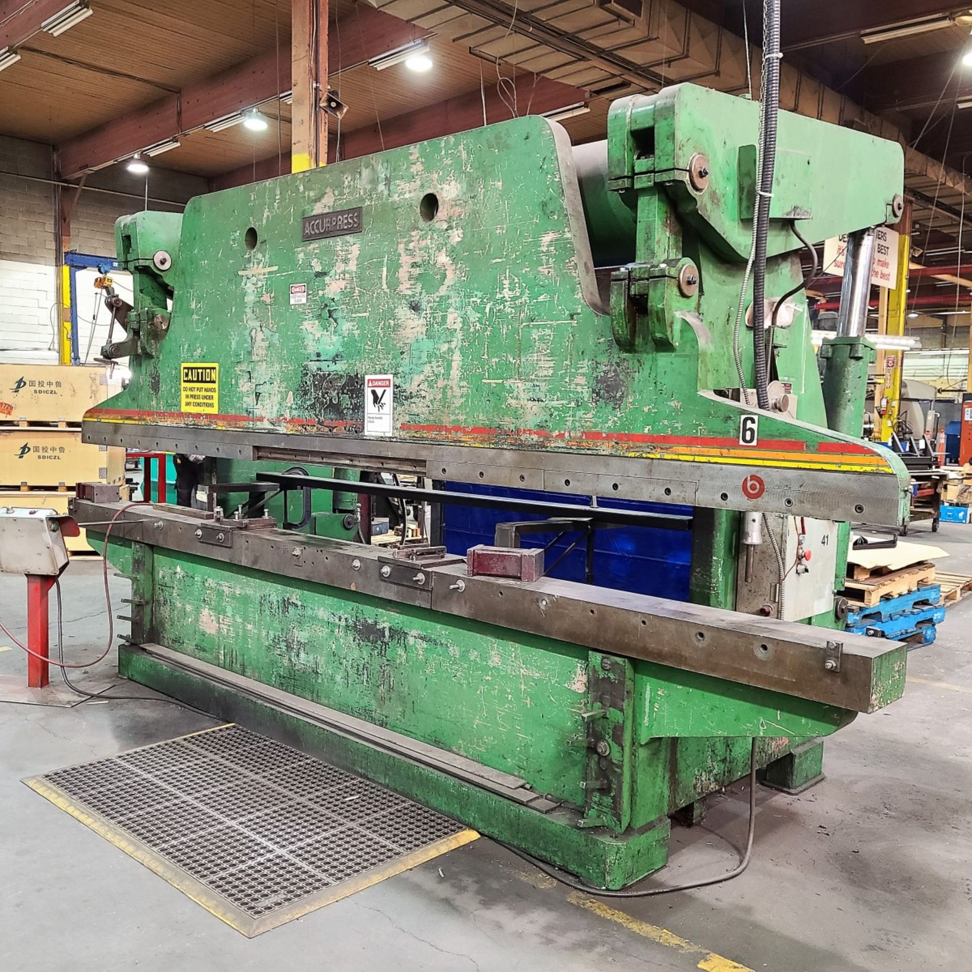 PRESS BRAKE – ACCURPRESS 250T X 16’ (2’ HORNS) MOD. 725012, 240V/3PH, NEW TOP FRONT BEARINGS ON - Image 2 of 12