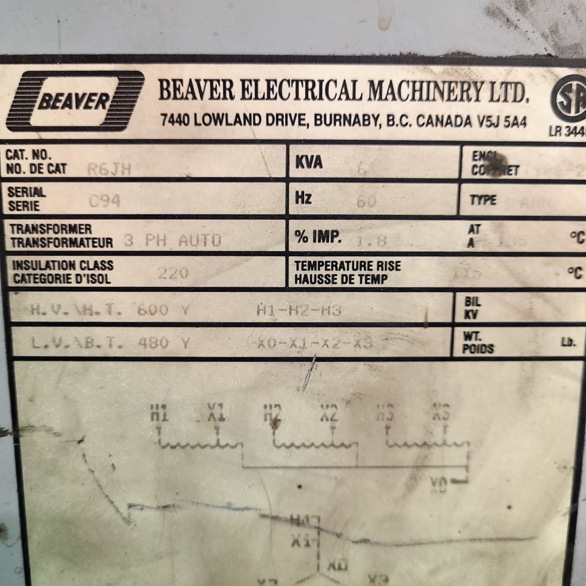 PALLET OF SQUARE D 250V/480V SWITCH BOX, BEAVER TRANSFORMER 6KVA, 600 HV/480LV, OLD TRANSFORMER - Image 3 of 3