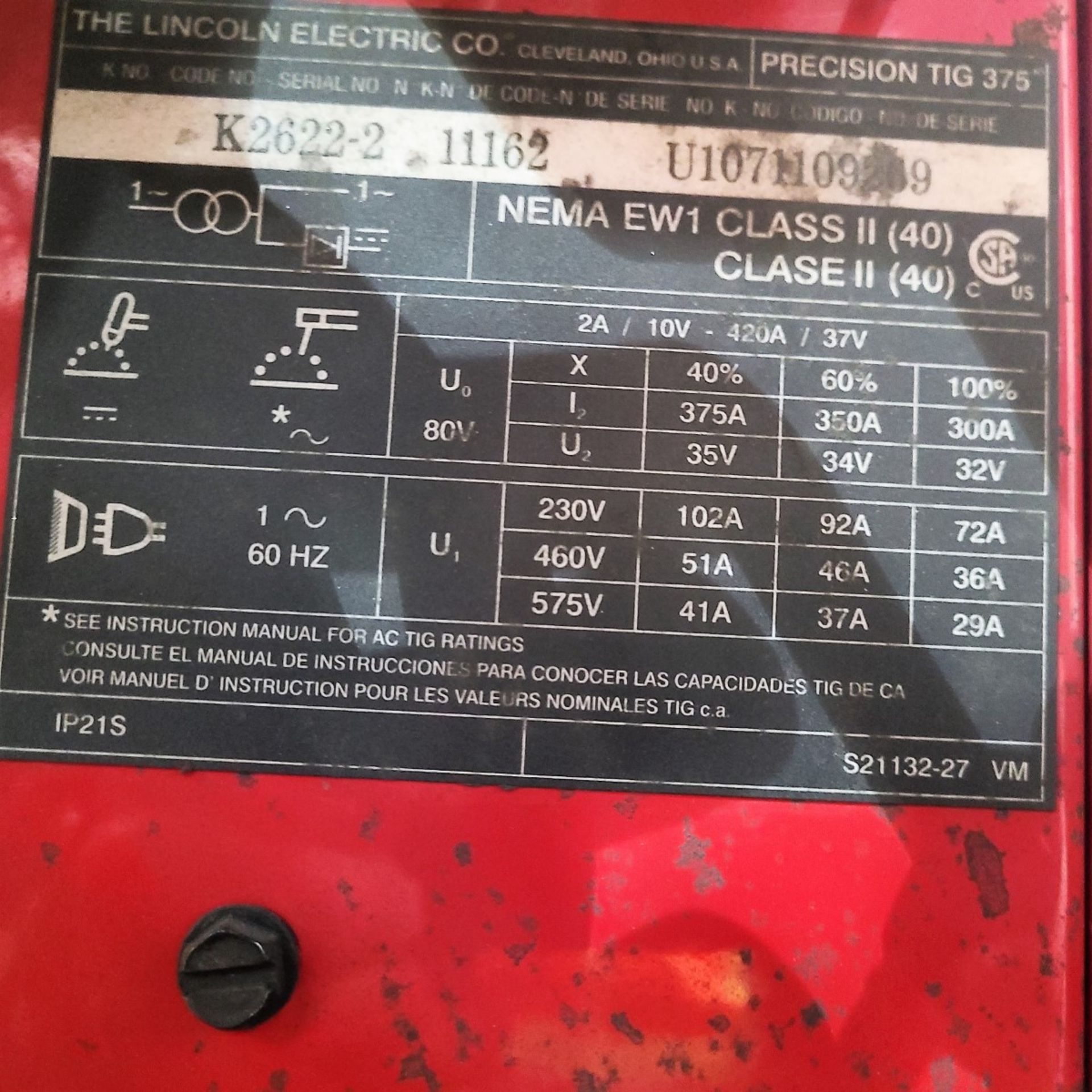 Lincoln Precision Tig 375 TIG Welder Ready-Pak, Processes Stick & TIG - Image 3 of 3