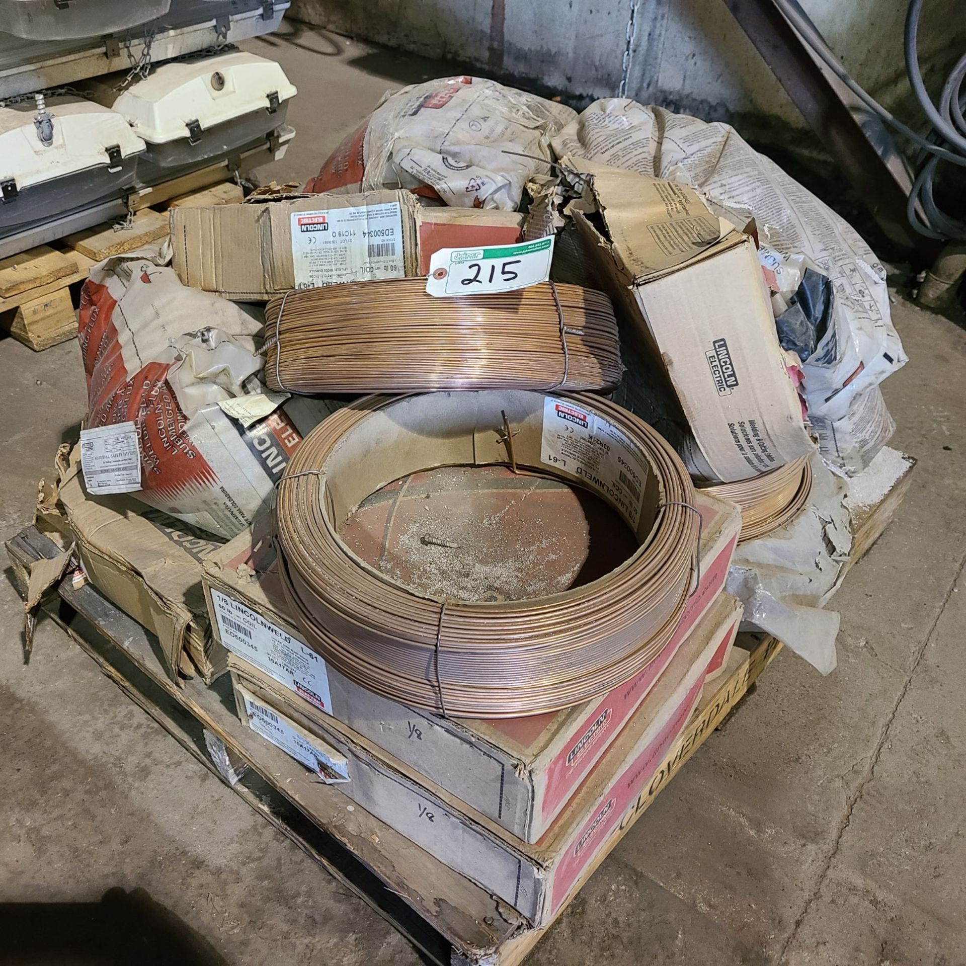 PALLET OF WELDING WIRE AND FLUX