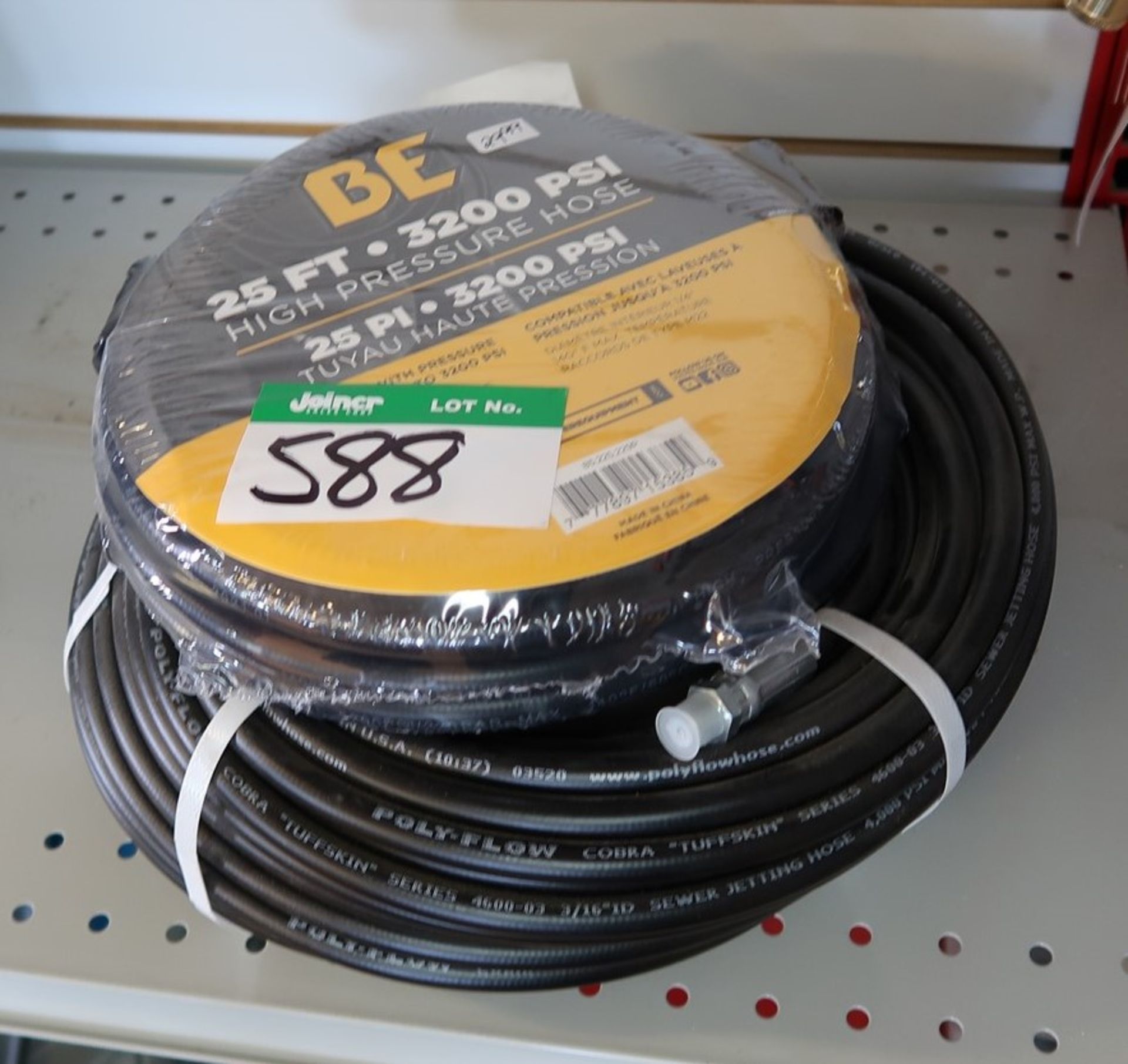 100 FT. HOSE SEWER 3/16 IN. AND BE 25 FT. HIGH PRESSURE HOSE