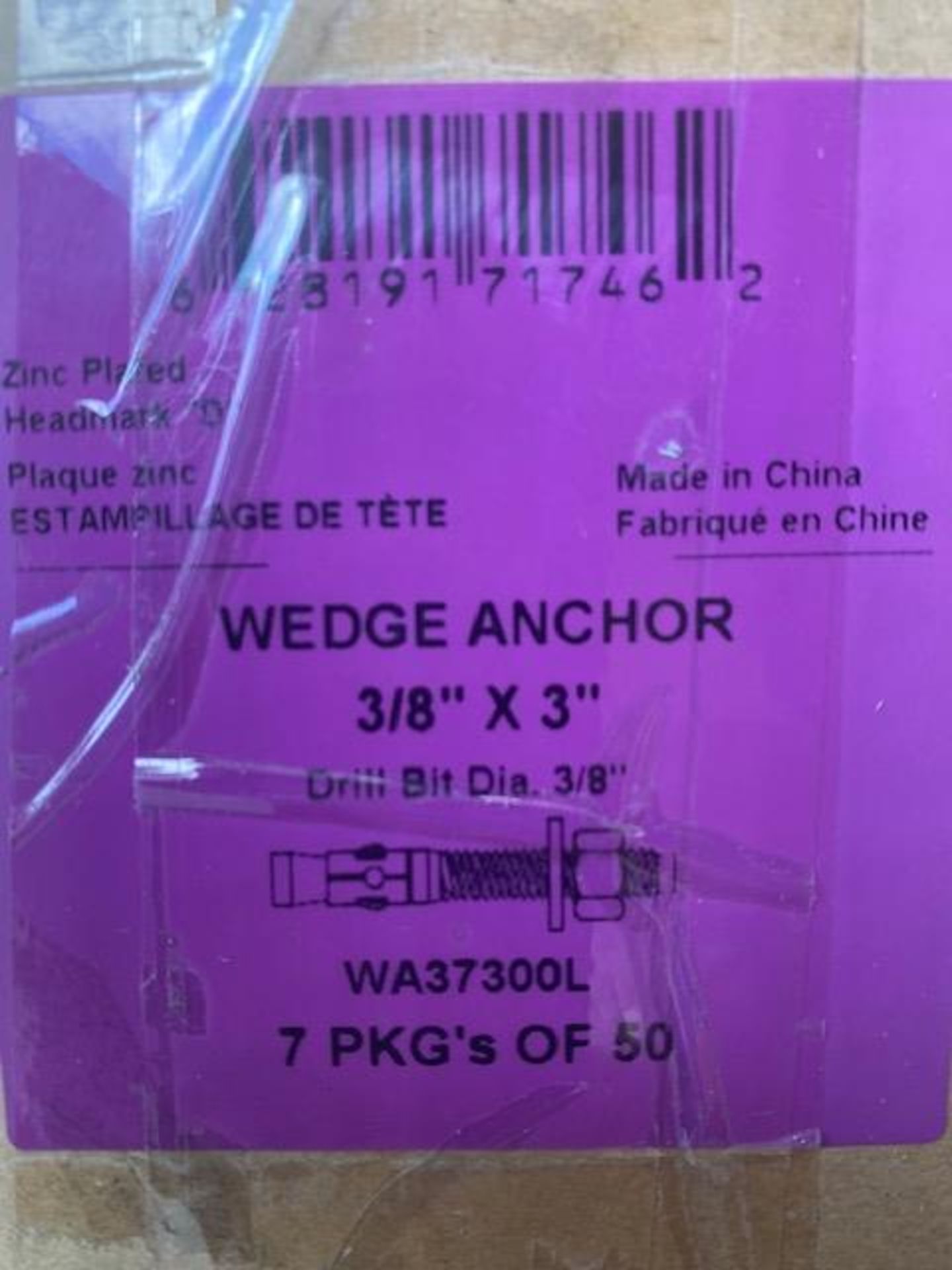 2 BOXES = 700 NEW 3/8 X 3 IN. WEDGE ANCHORS - Image 2 of 3