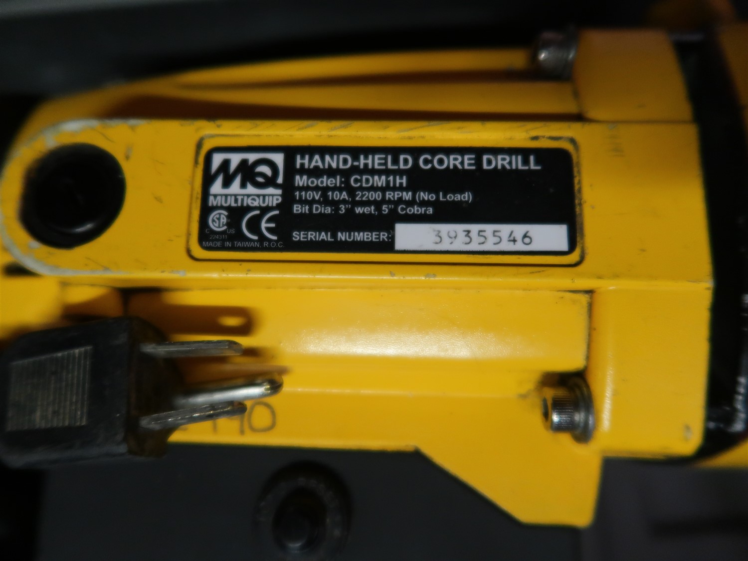 MULTIQUIP ELECTRIC HAND HELD CORE DRILL 