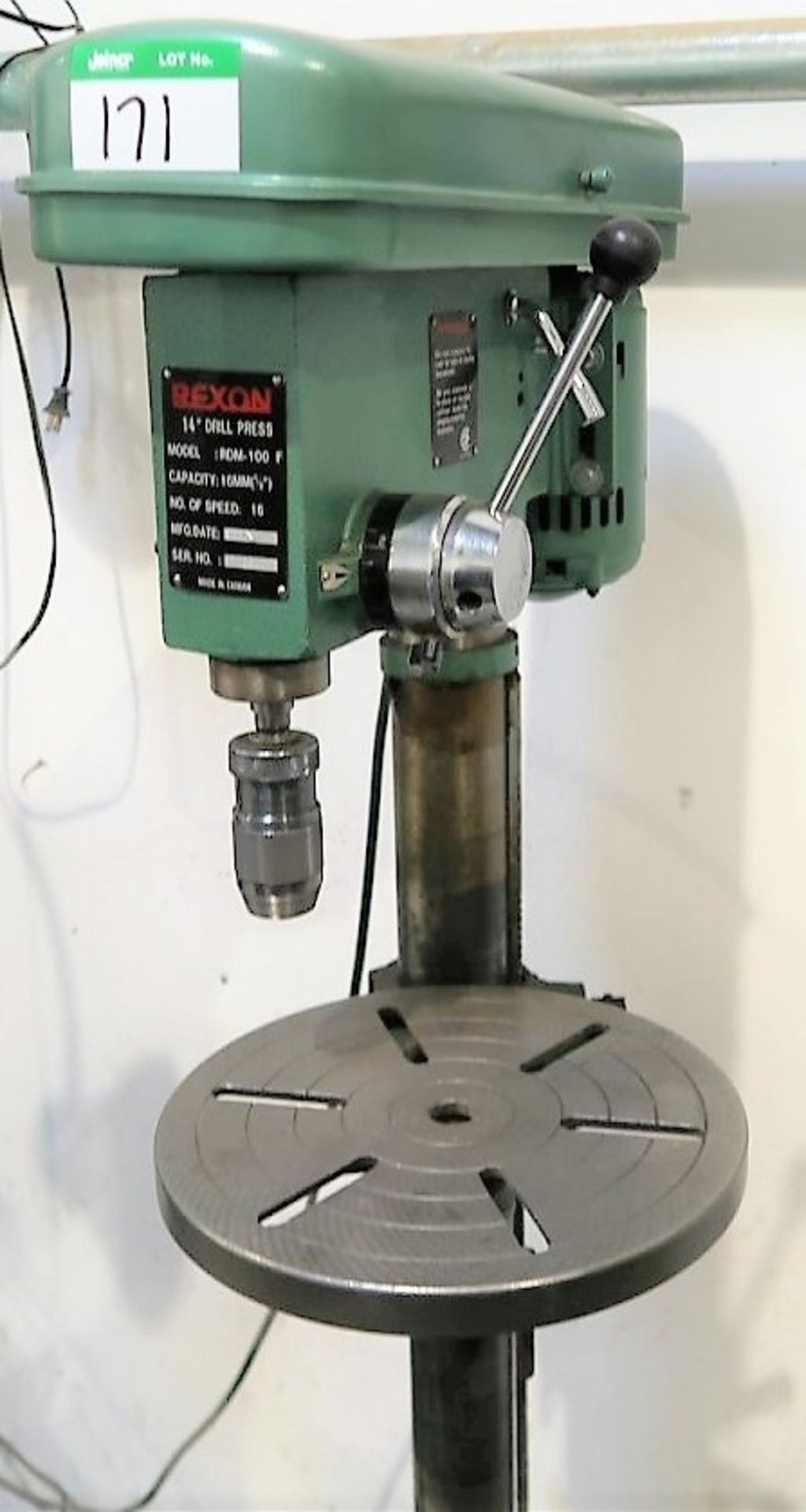 REXON 14 IN., 5/8 IN. CAP. FLOOR DRILL PRESS - MOD. RDM-100F S/N 10062