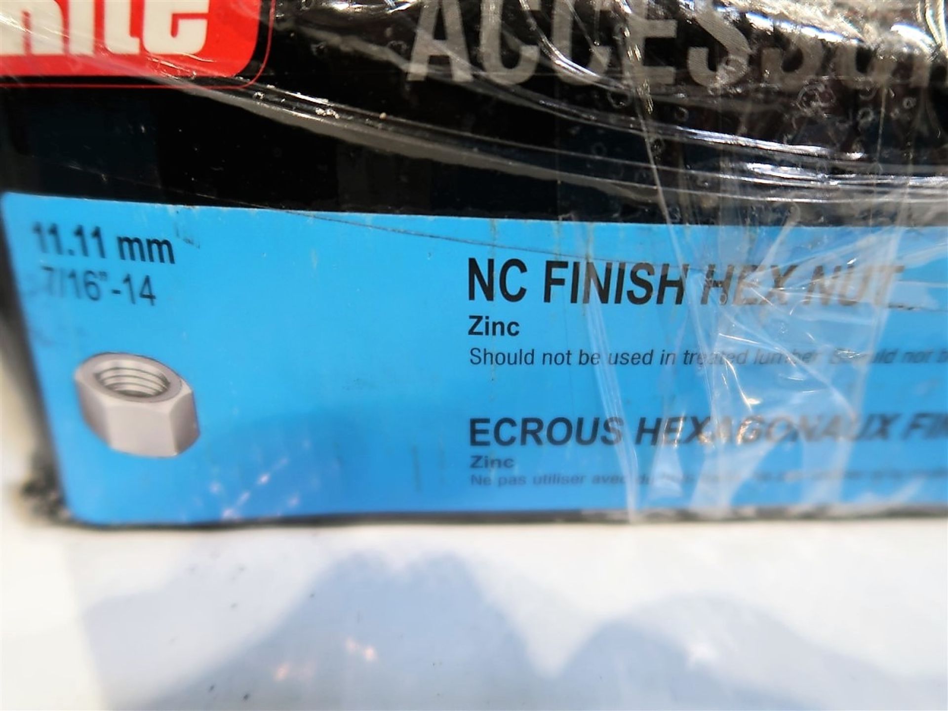 BOX OF NC FINISH NUTS 11.11 MM / 7/16IN-14, ZINC PLATED, 1400 PCS. - Image 2 of 2