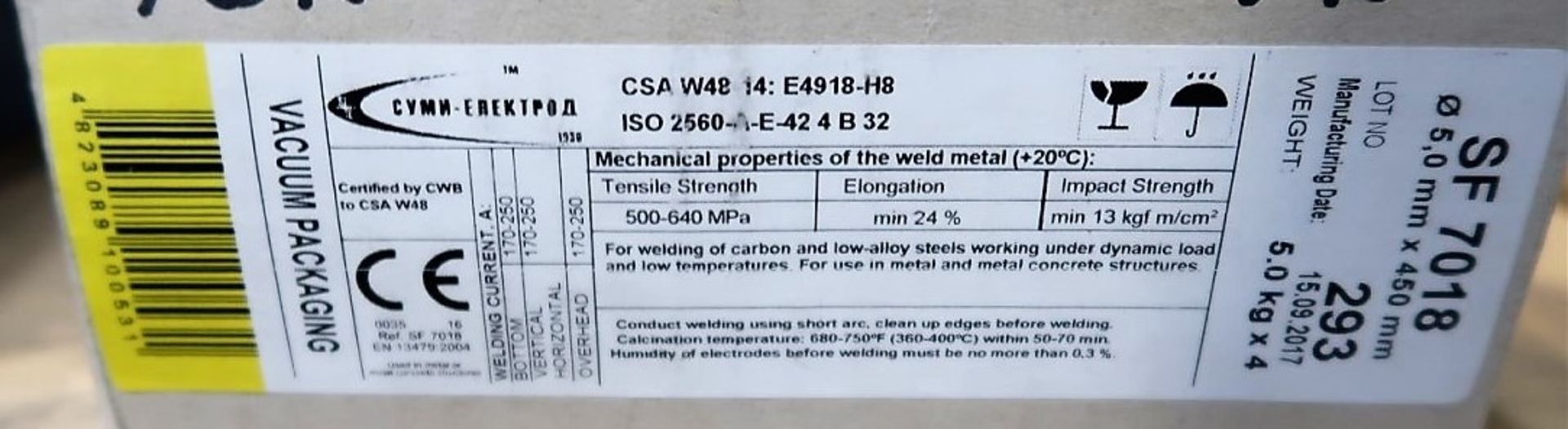 2 BOXES SUMY 5.0 MM X 450 MM ELECTRODES - 20 KG./BOX - Image 2 of 2