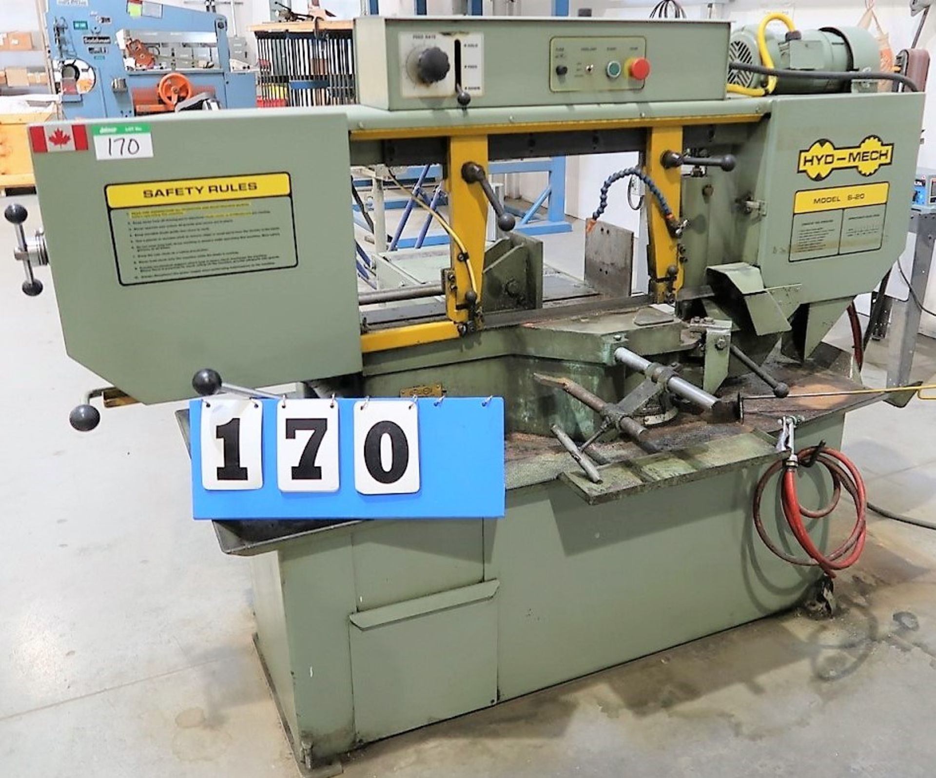 HYD-MECH MOD. S-20 HORIZ. BANDSAW, 230/460/3PH, S/N 20995480