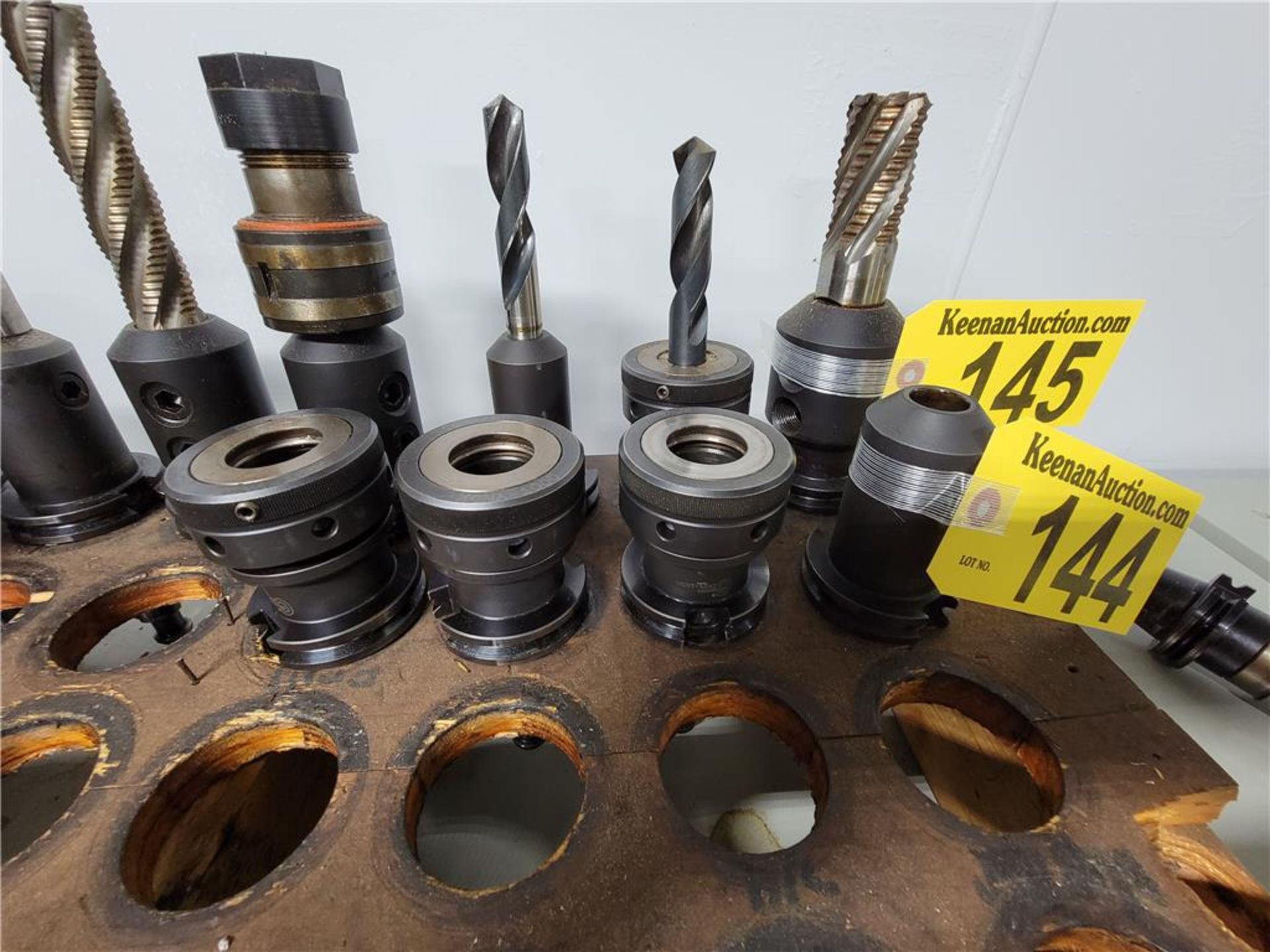 (6) CAT 40 TOOL HOLDERS & TOOLING: (1) 3/4", (3) COLLET HOLDERS, (1) 3" FACE MILL, (1) 3/16"