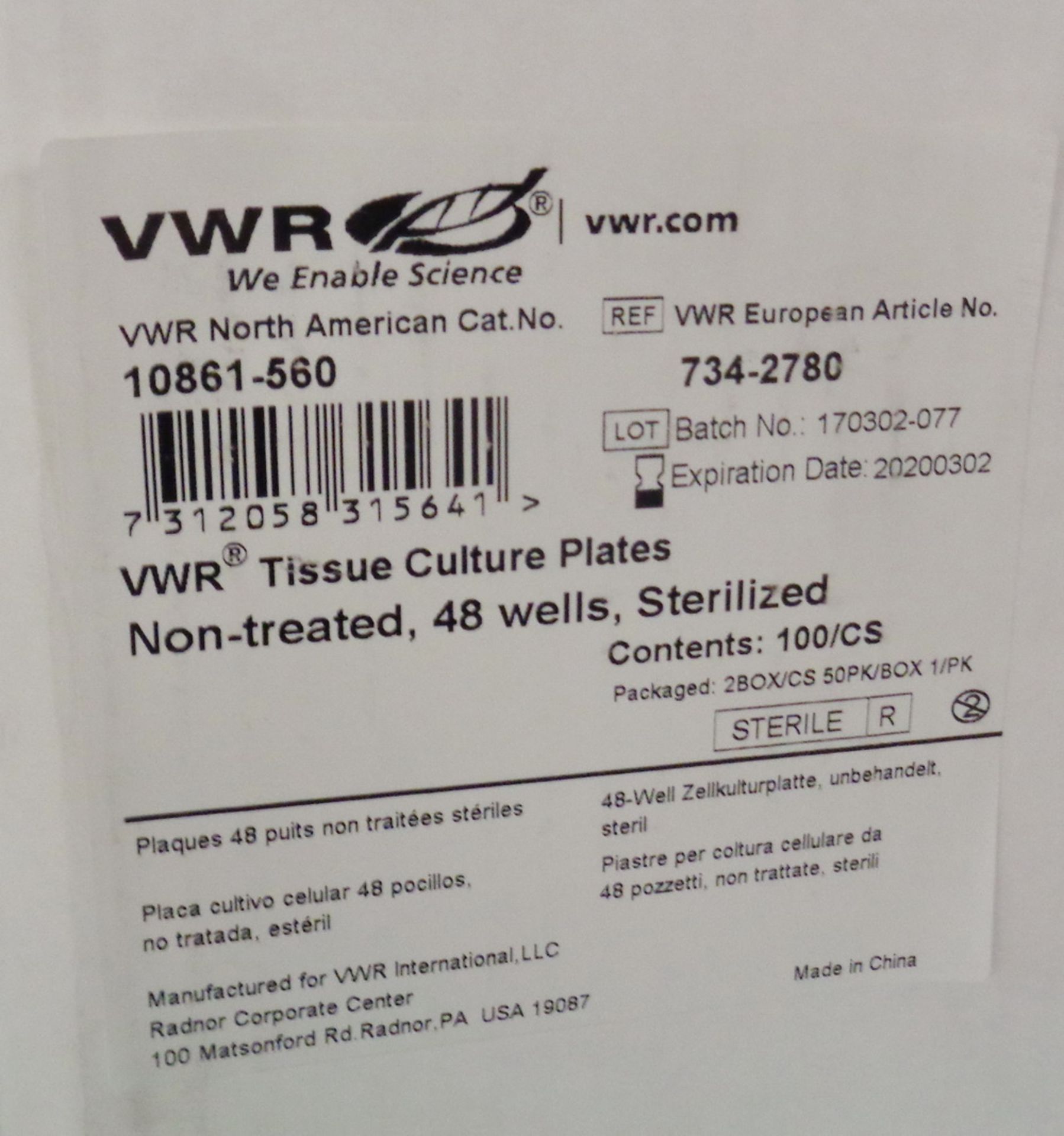 (3) Boxes VWR Tissue Culture Plates, non treated, 48 wells, sterilized - Image 2 of 2